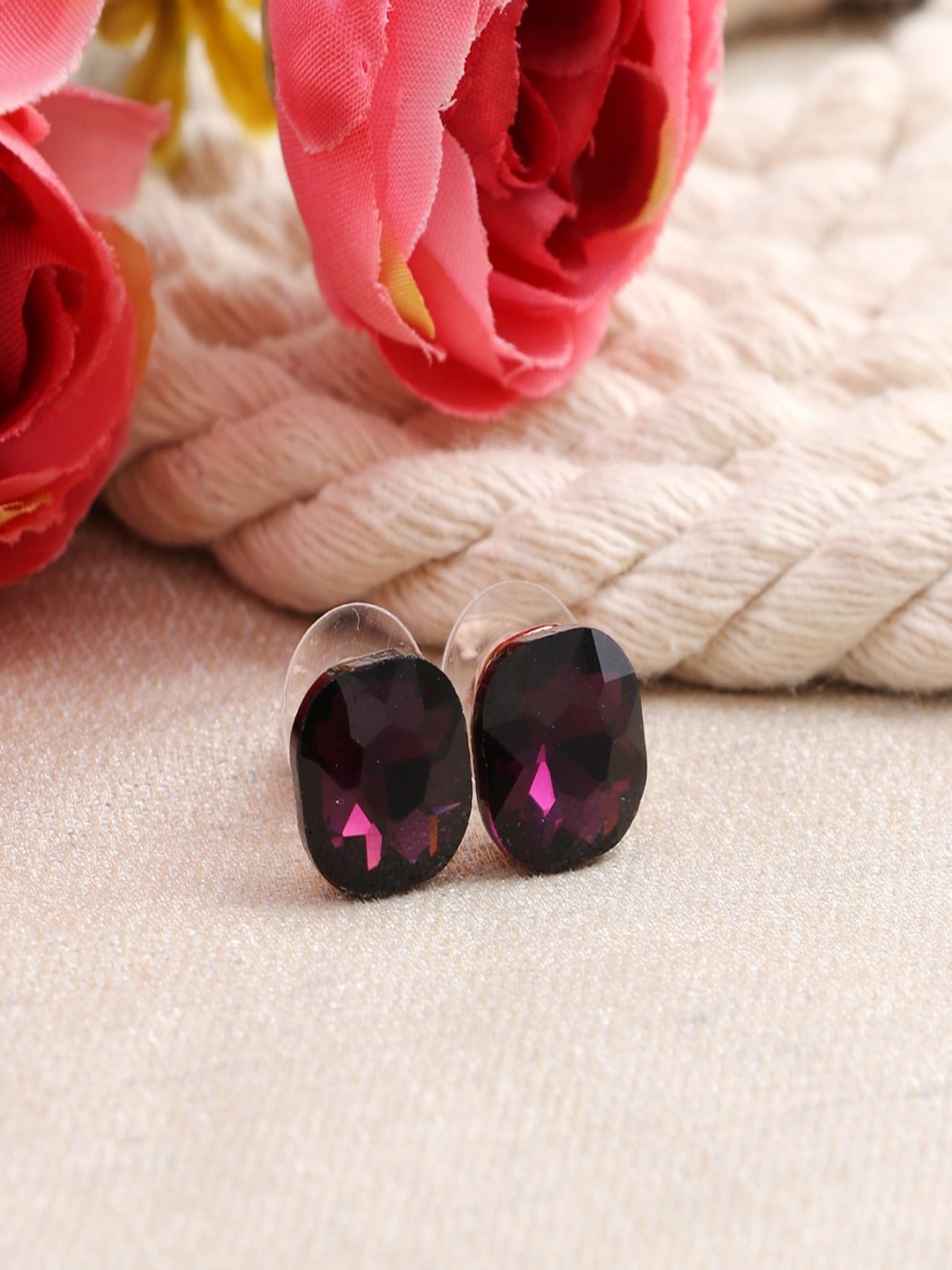 

UNIVERSITY TRENDZ Silver-Plated Contemporary Crystal Studded Studs
