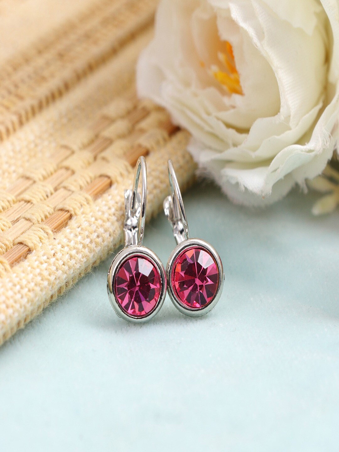 

UNIVERSITY TRENDZ Pink Contemporary Hoop Earrings