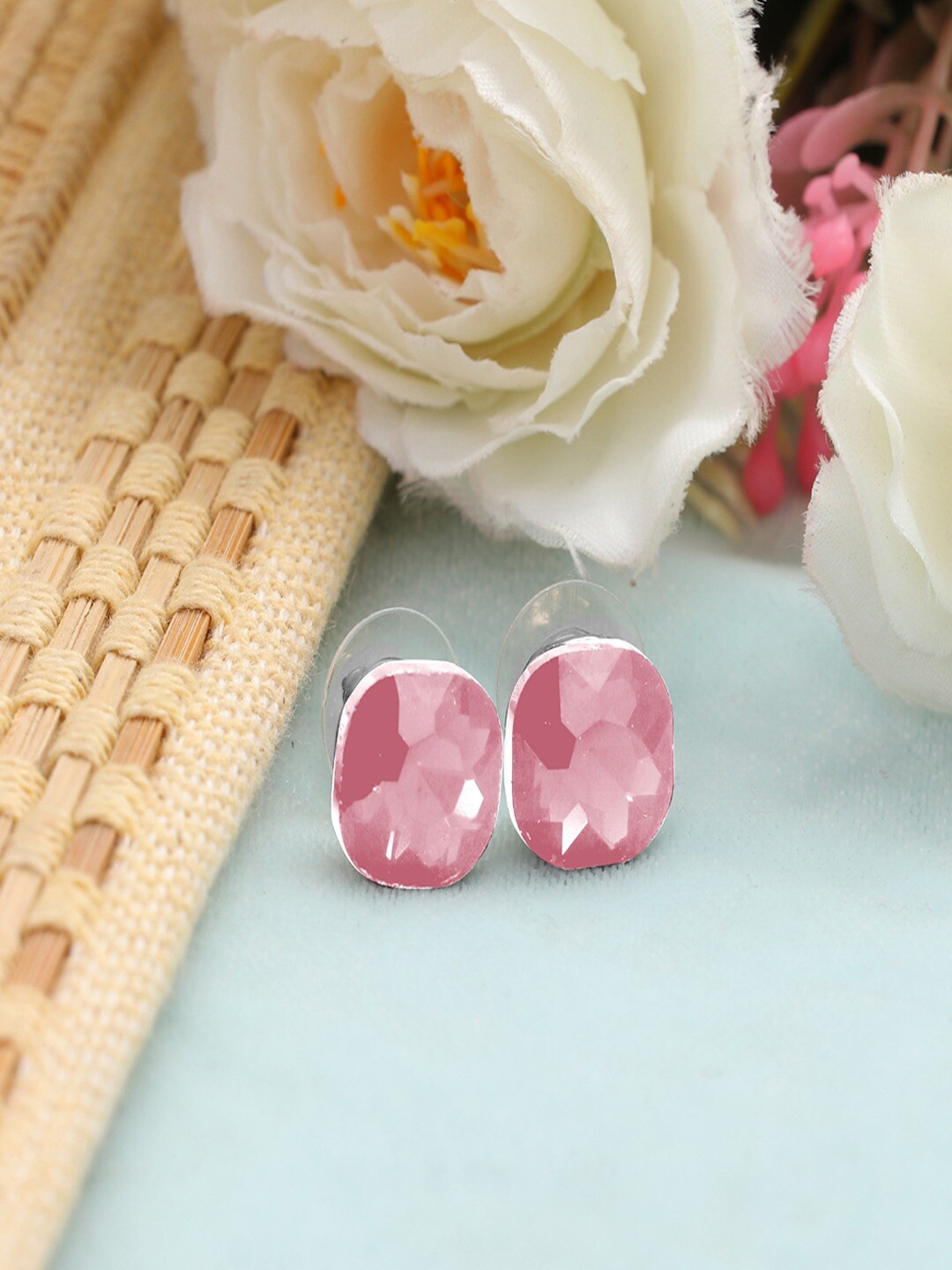 

UNIVERSITY TRENDZ Silver-Plated Contemporary Crystal Studded Studs
