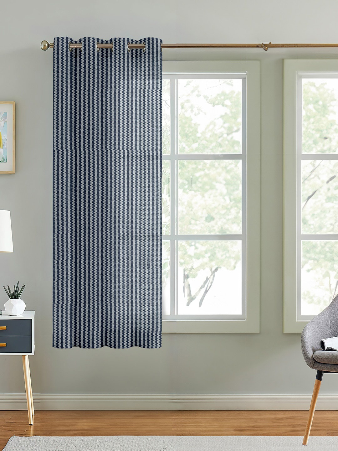 Cortina Grey Self Design Sheer Window Curtain
