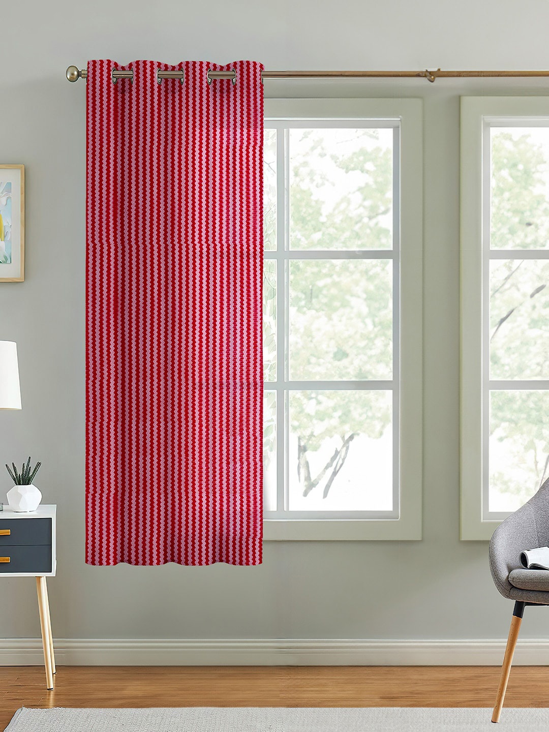

Cortina Maroon Self Design Sheer Window Curtain