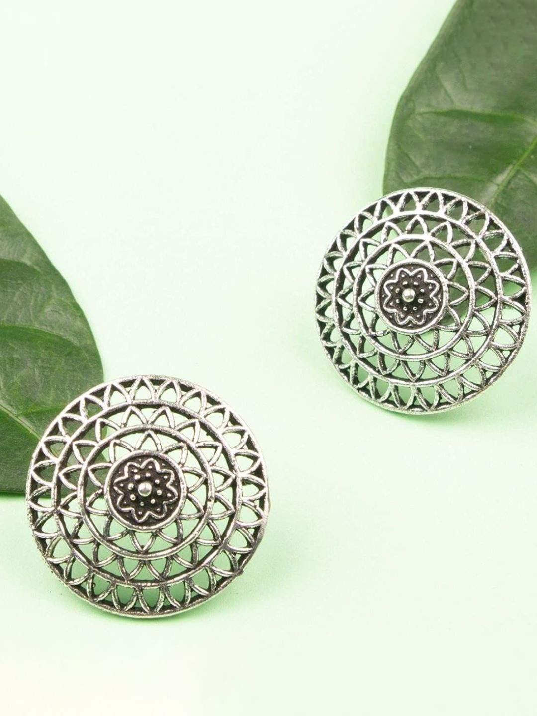 

AccessHer Set Of 3 Silver-Plated Circular Studs Earrings