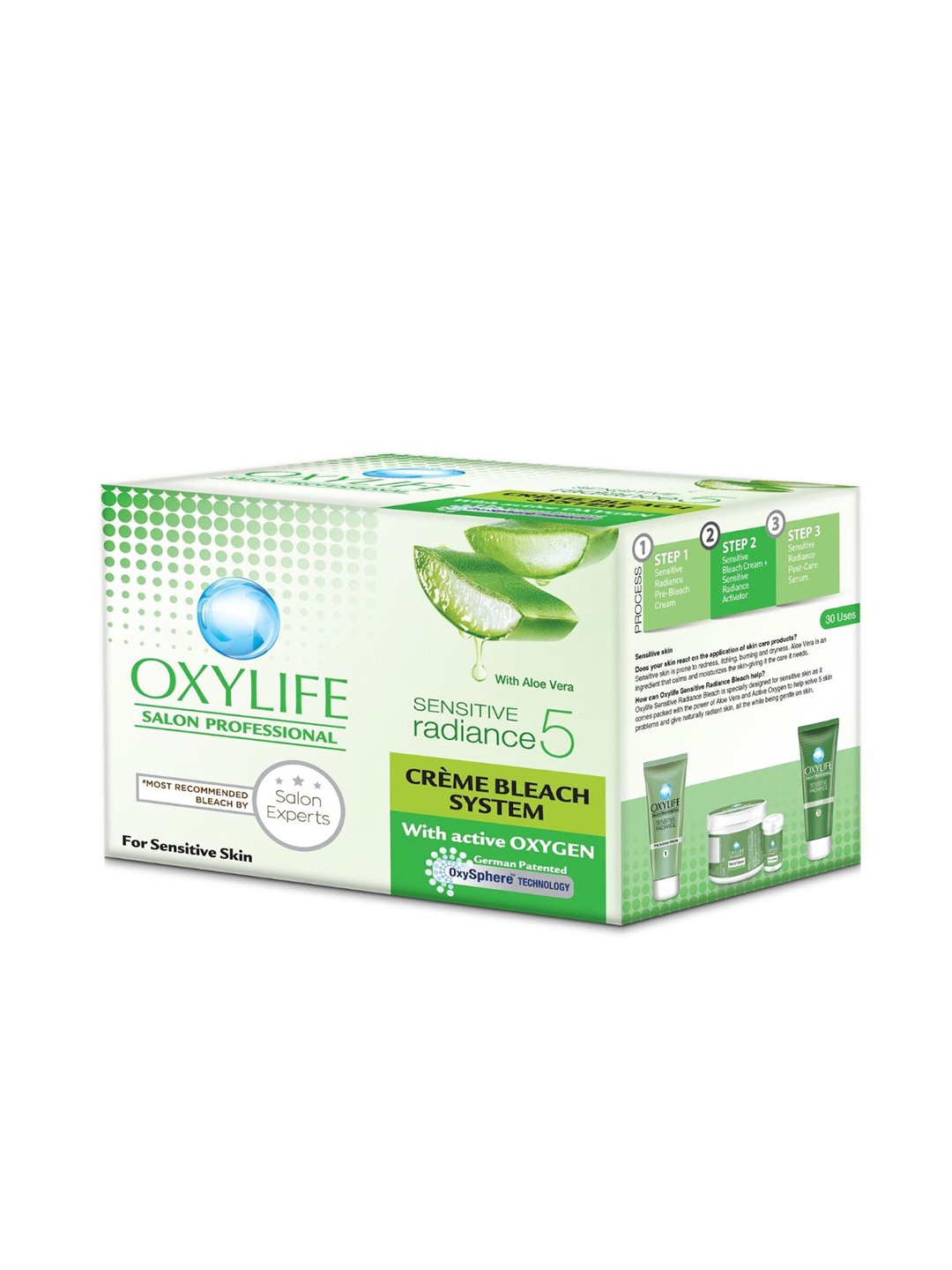 

OXYLIFE Salon Professional Sensitive Radiance 5 Creme Bleach System - 310g, Green