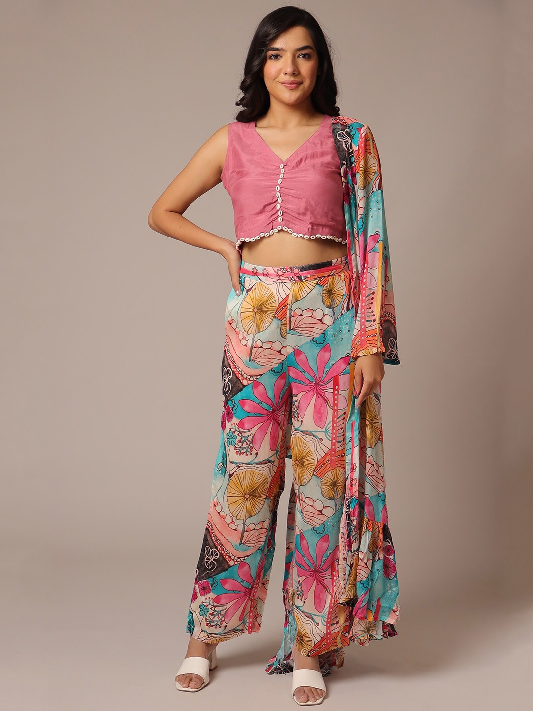 

ZARI Floral Printed Pathani Kurta, Multi