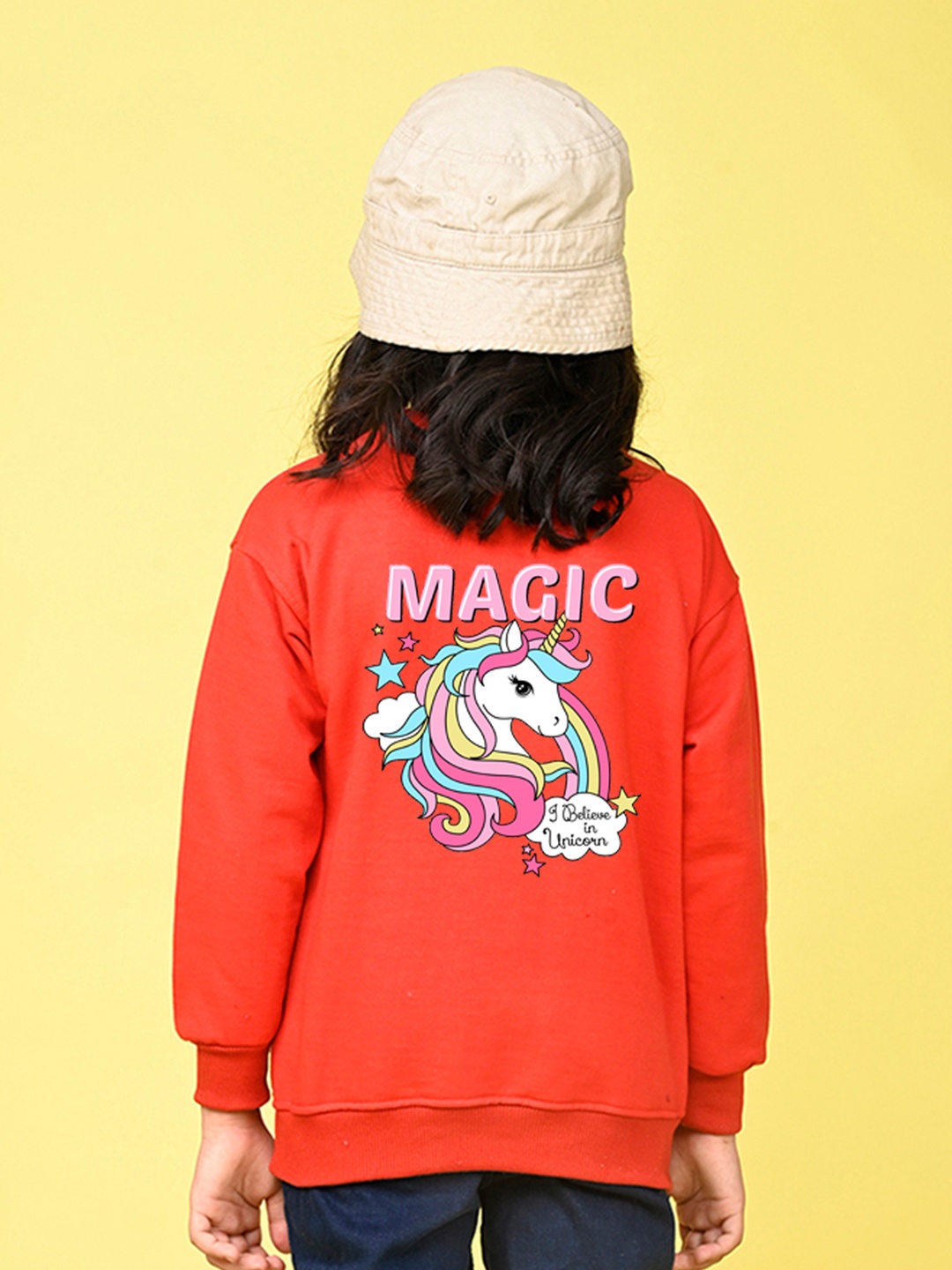

NUSYL Girls Printed Oversized Sweatshirt, Red