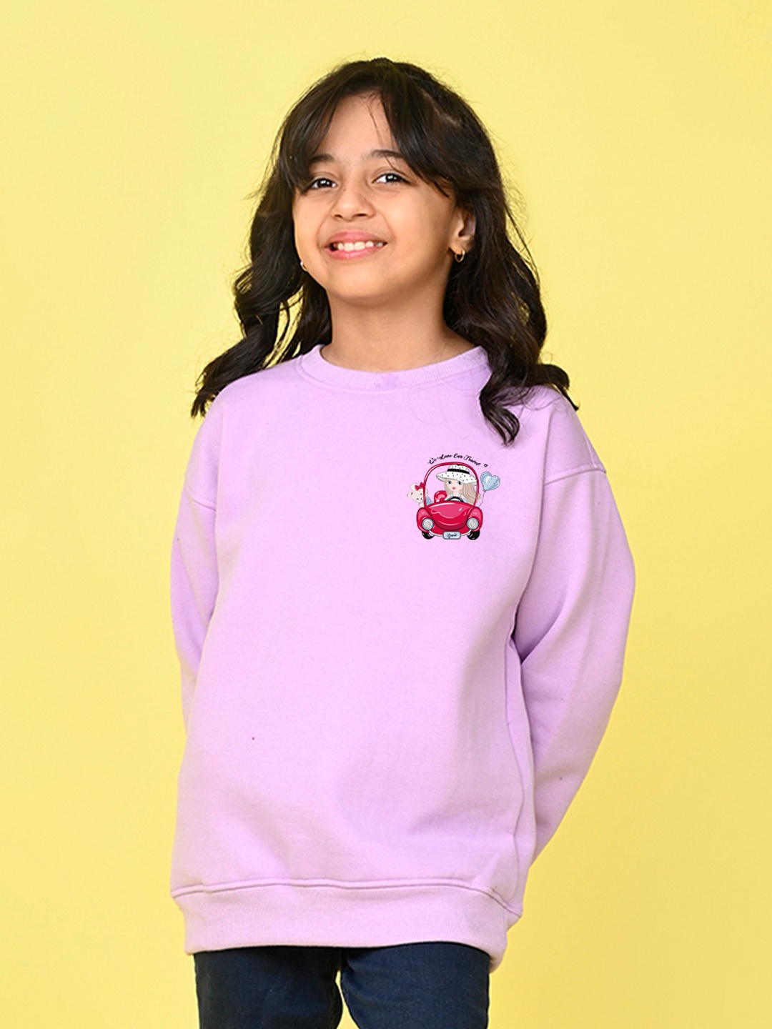 

NUSYL Girls Graphic Printed Round Neck Oversized Sweatshirt, Lavender