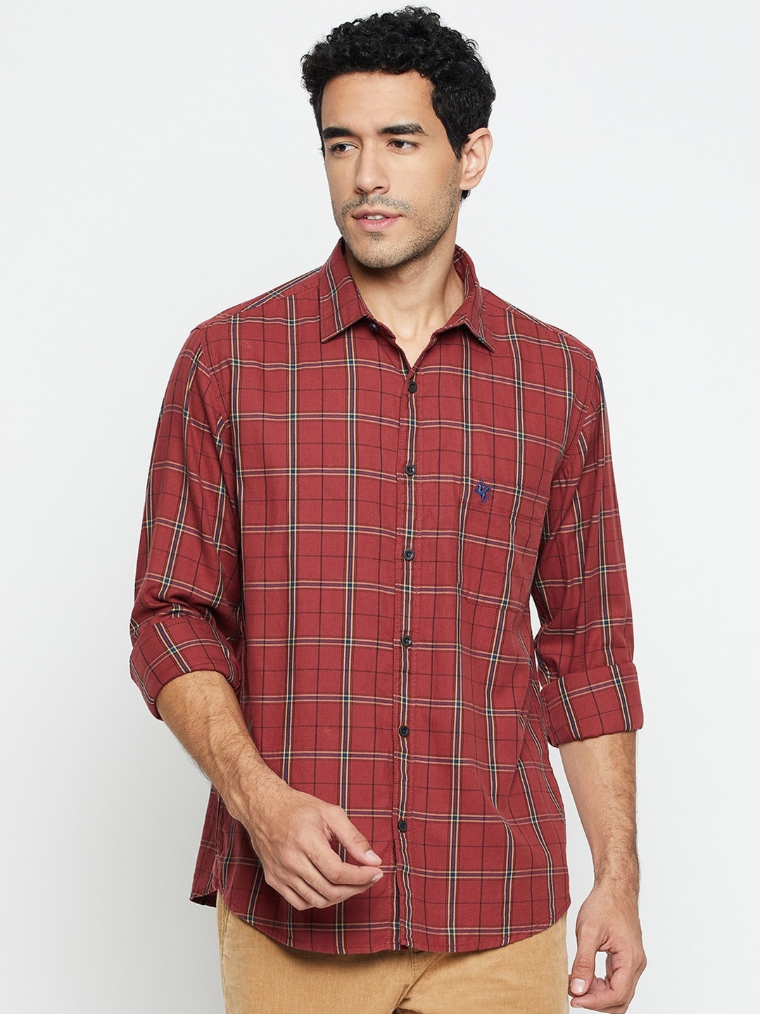 

Cantabil Comfort Checked Cotton Casual Shirt, Maroon