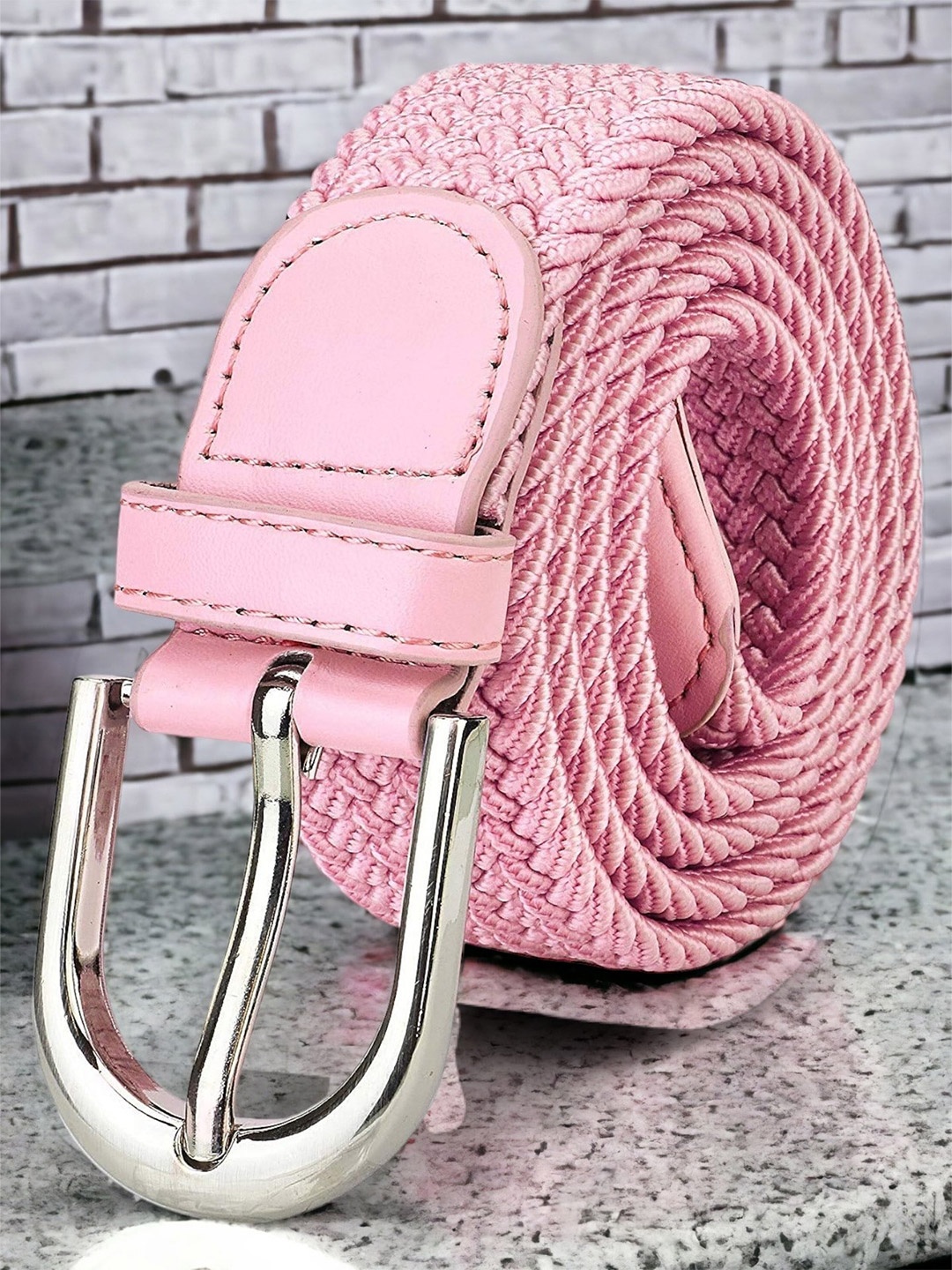 

Mast & Harbour Women Braided Stretchable Belt, Pink