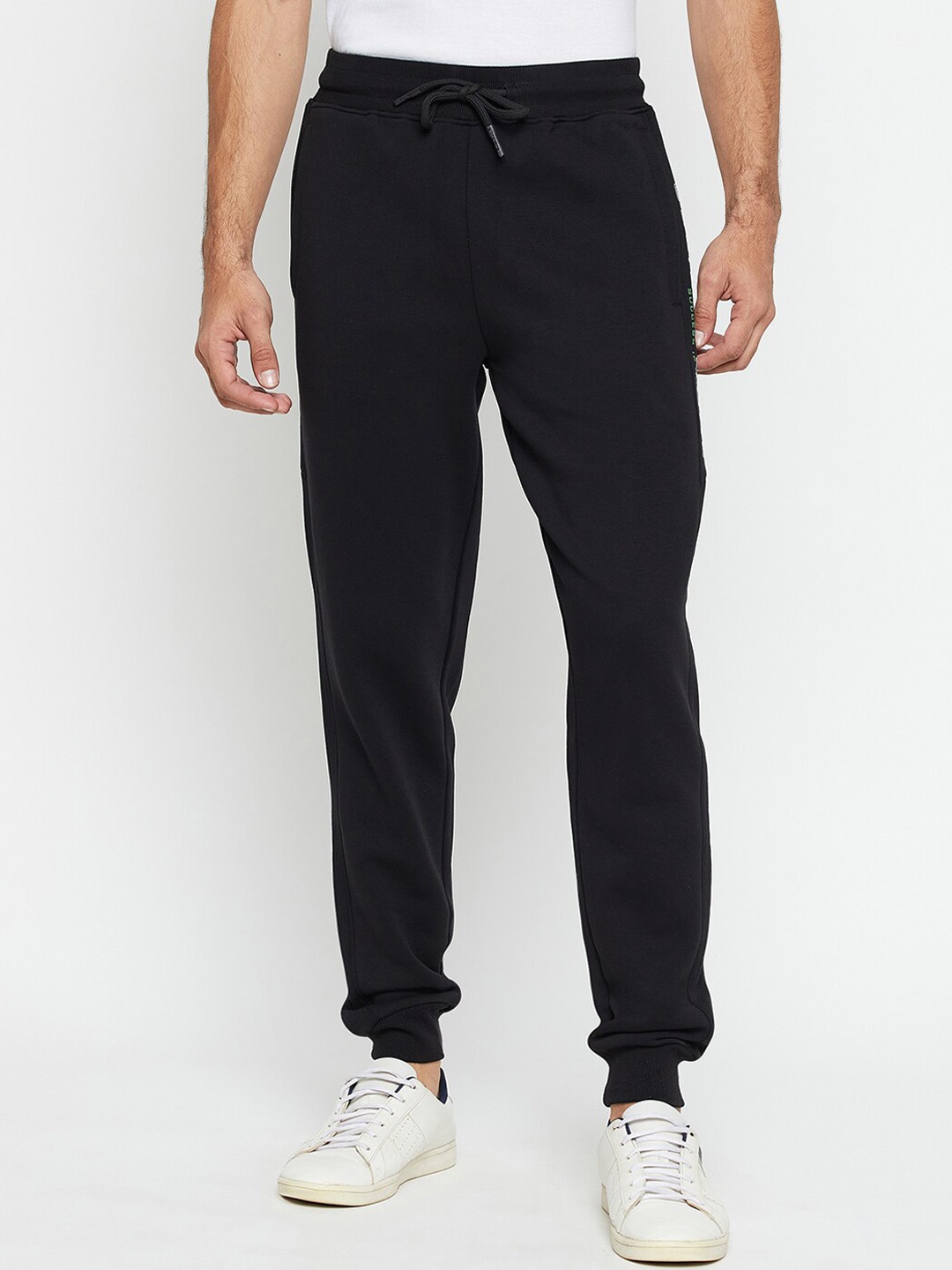 

Cantabil Men Regular Fit Mid-Rise Fleece Joggers, Black