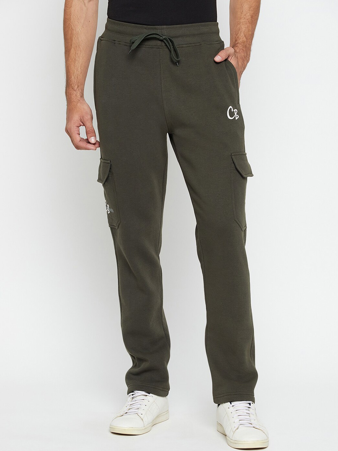 

Cantabil Men Regular Fit Mid-Rise Fleece Track Pants, Olive