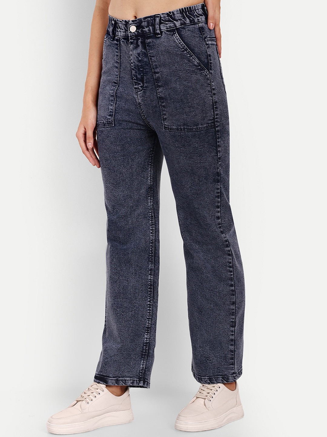 

Next One Women Smart Wide Leg High Rise Stretchable Jeans, Navy blue