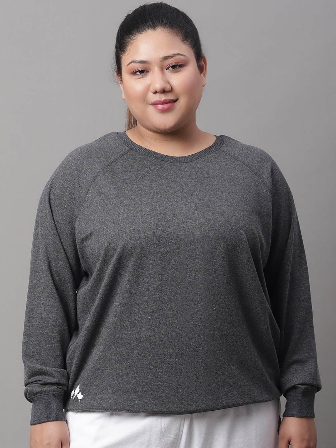 

Rute Plus Size Long Sleeves Cotton Pullover, Grey