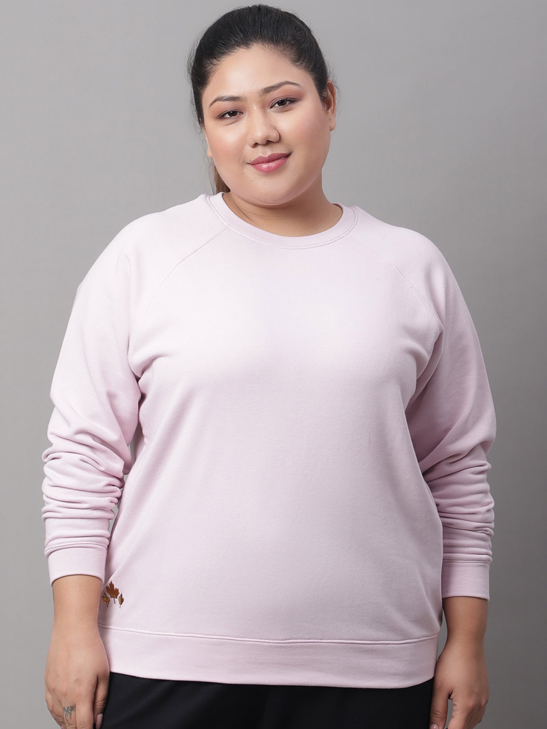 

Rute Plus Size Long Sleeves Cotton Pullover, Pink