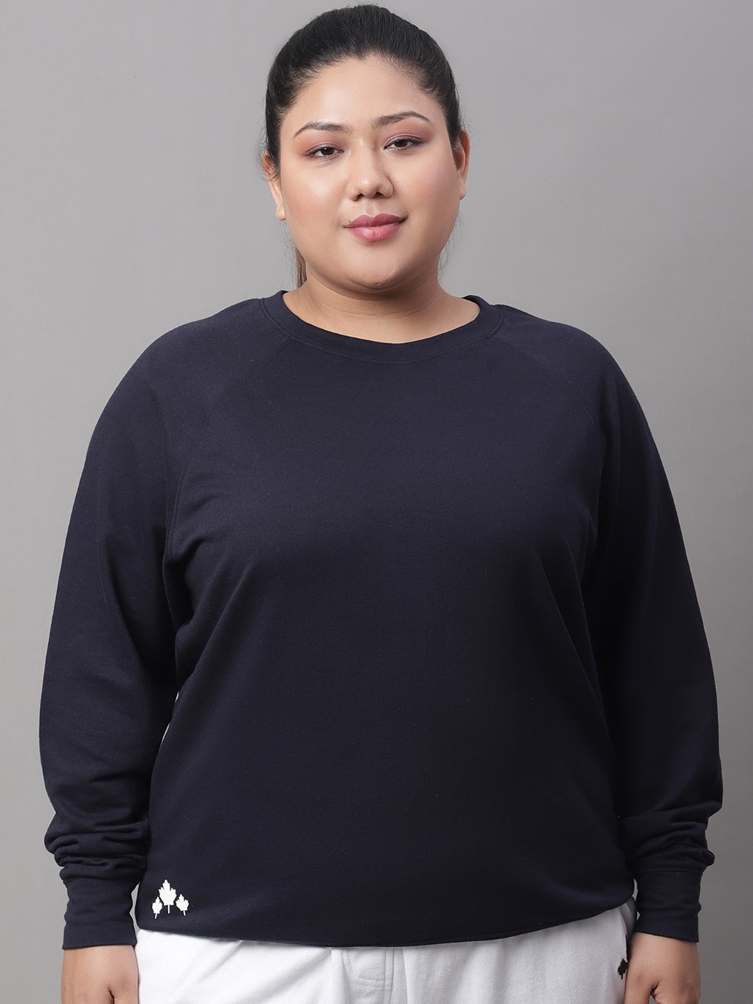 

Rute Plus Size Long Sleeves Cotton Pullover, Black