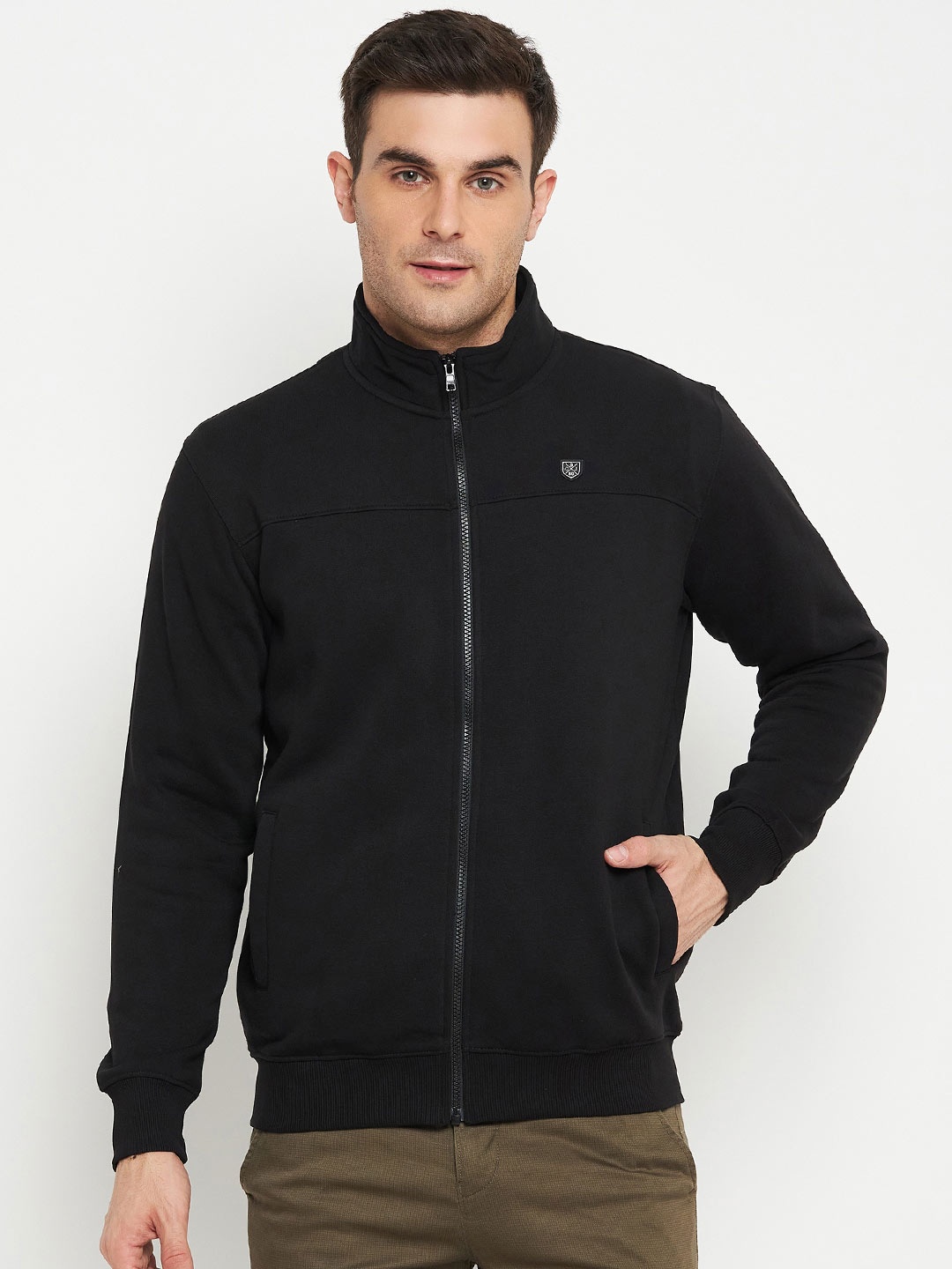 

Cantabil Mock Collar Fleece Sweatshirt, Black