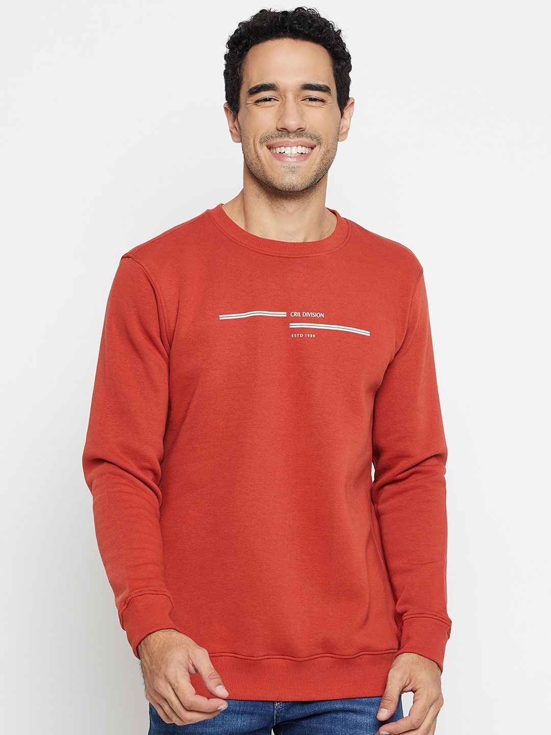 

Cantabil Long Sleeves Fleece Pullover, Rust