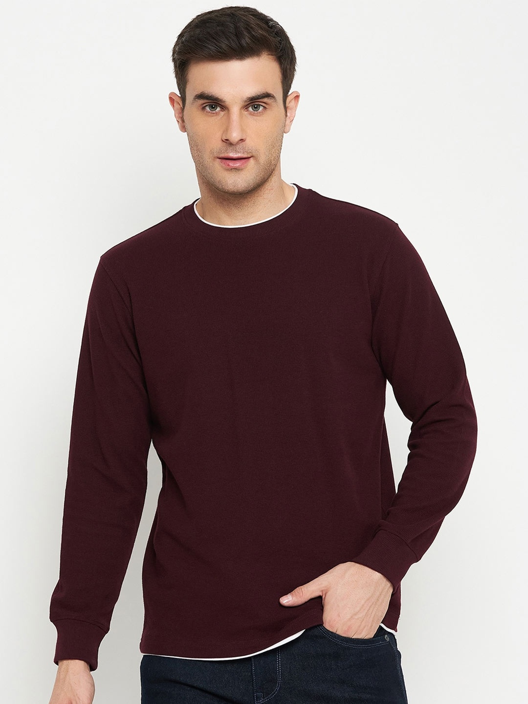 

Cantabil Round Neck Cotton Sweatshirt, Maroon