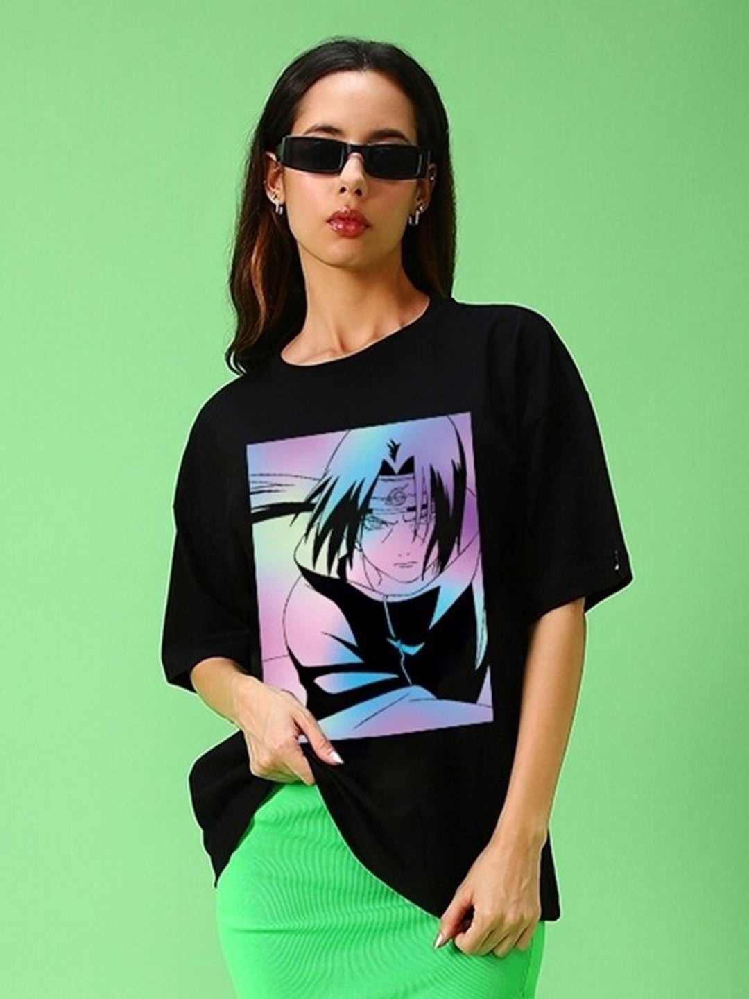 

Bewakoof Naruto Printed Pure Cotton Oversized T-shirt, Black