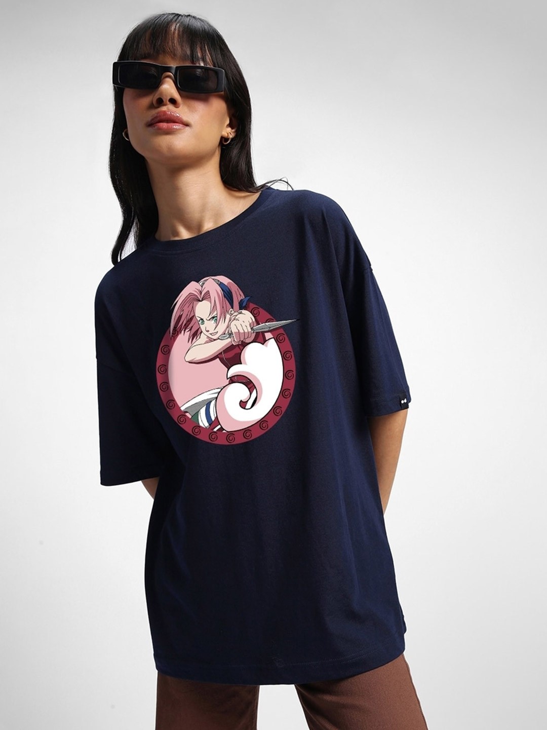 

Bewakoof Graphic Printed Drop-Shoulder Sleeves Cotton T-shirt, Blue