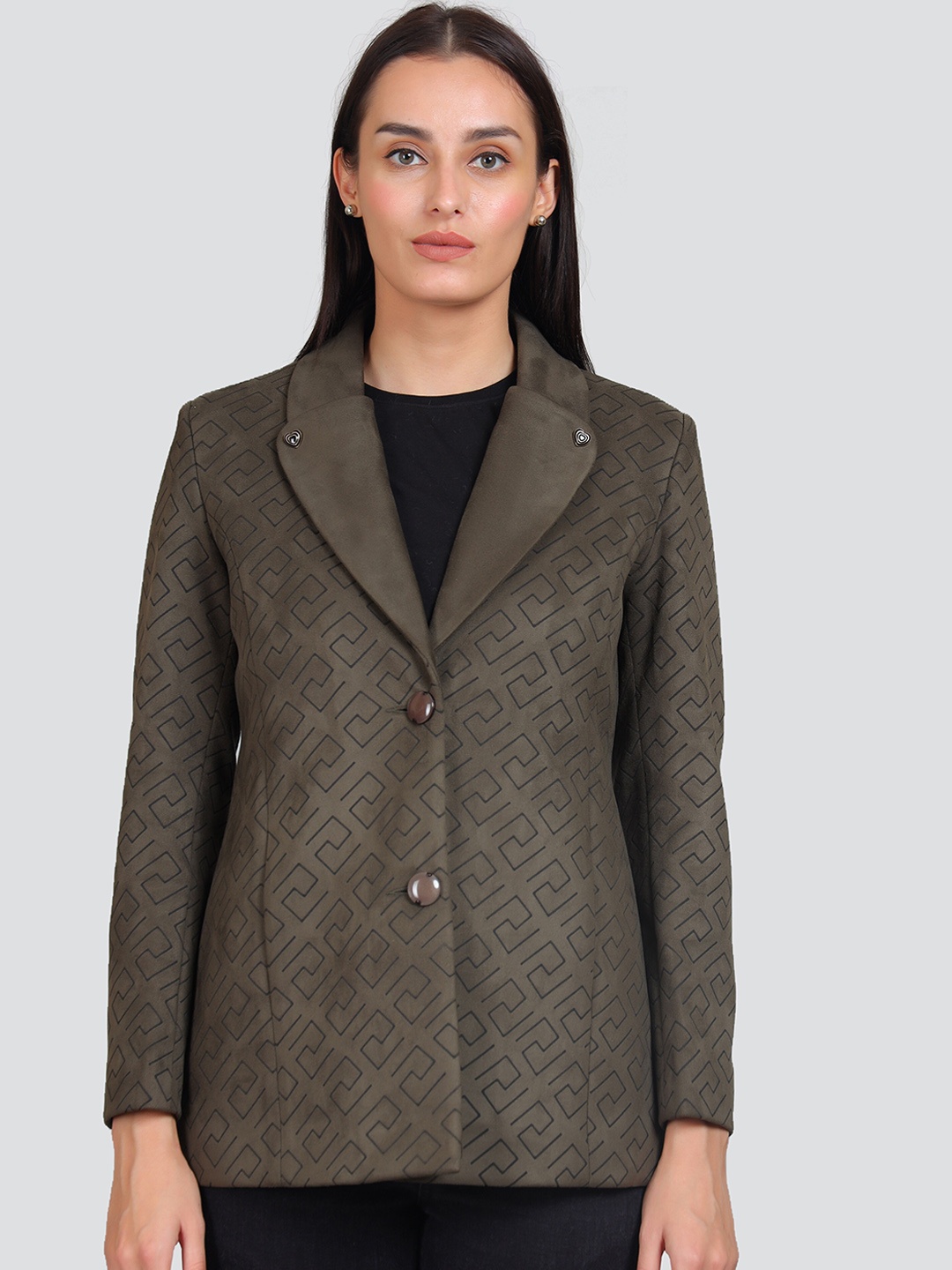 

YOUNG CLUB CLASSIC Shawl Collar Single-Breasted Suede Overcoat, Olive