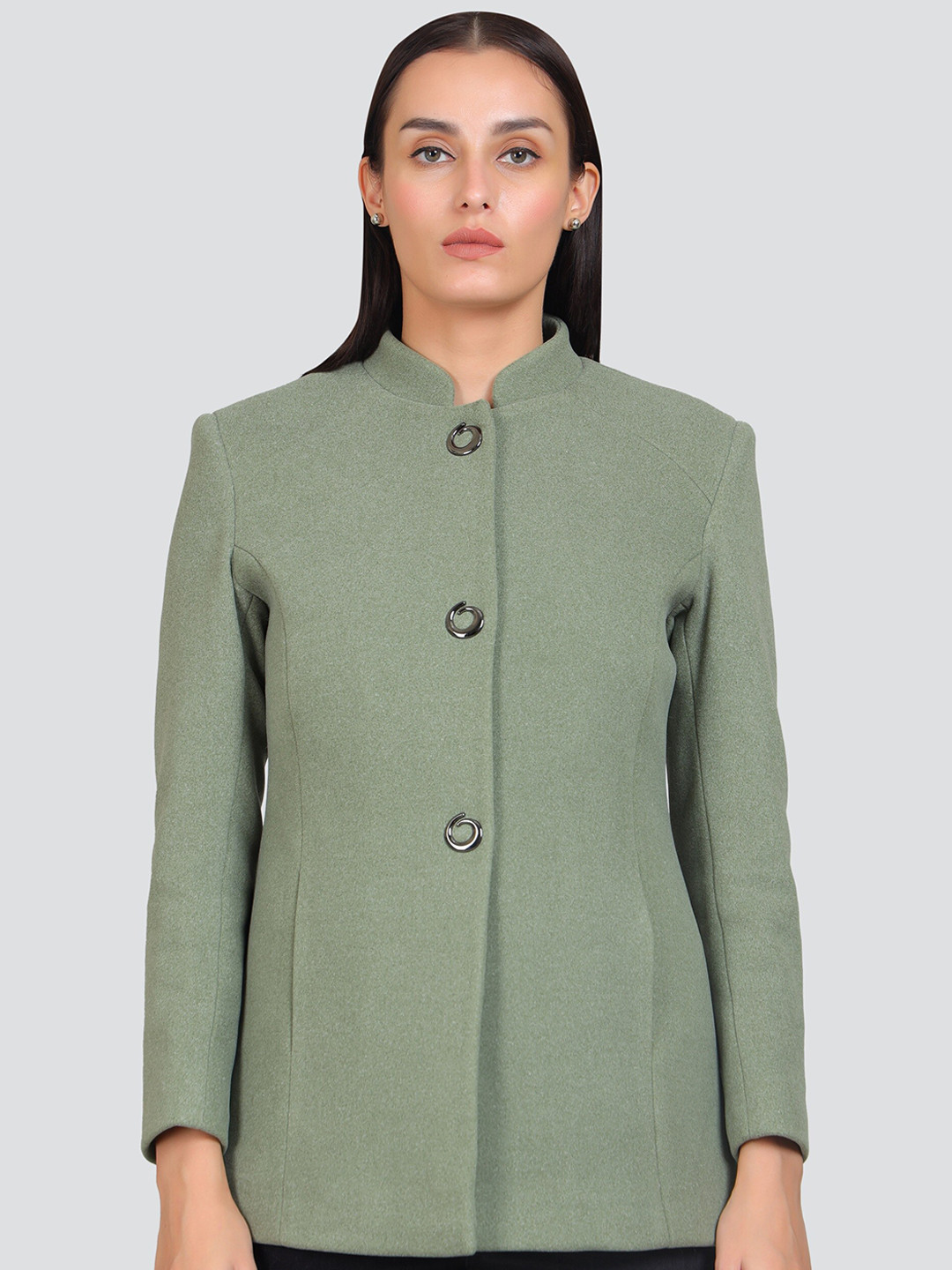 

YOUNG CLUB CLASSIC Single-Breasted Woollen Overcoat, Green