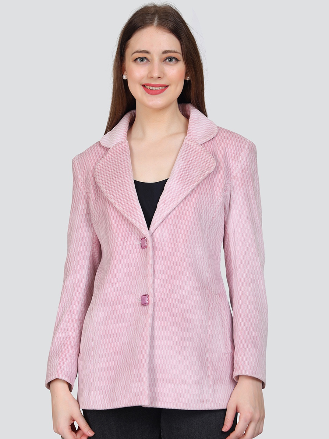 

YOUNG CLUB CLASSIC Single Breasted Pea Coat Coat, Pink
