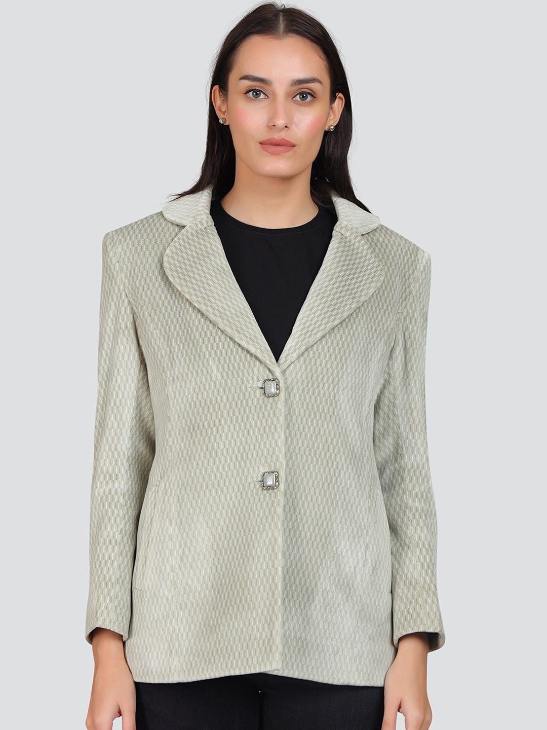 

YOUNG CLUB CLASSIC Self Design Long Sleeved Woollen Overcoats, Green