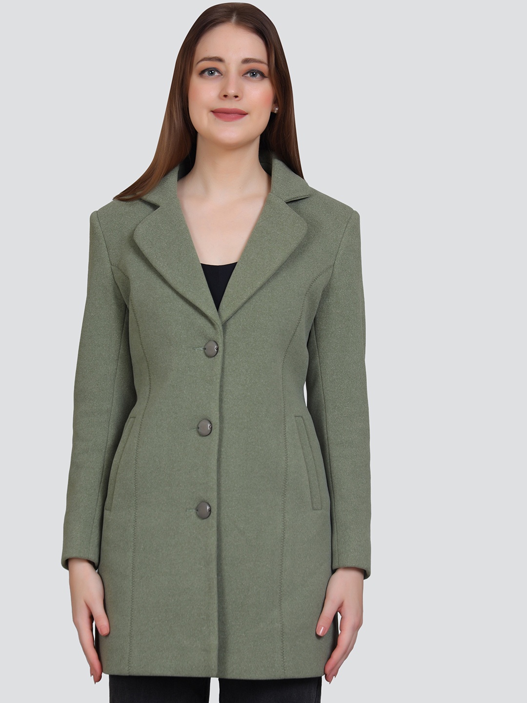 

YOUNG CLUB CLASSIC Single-Breasted Woollen Overcoat, Green