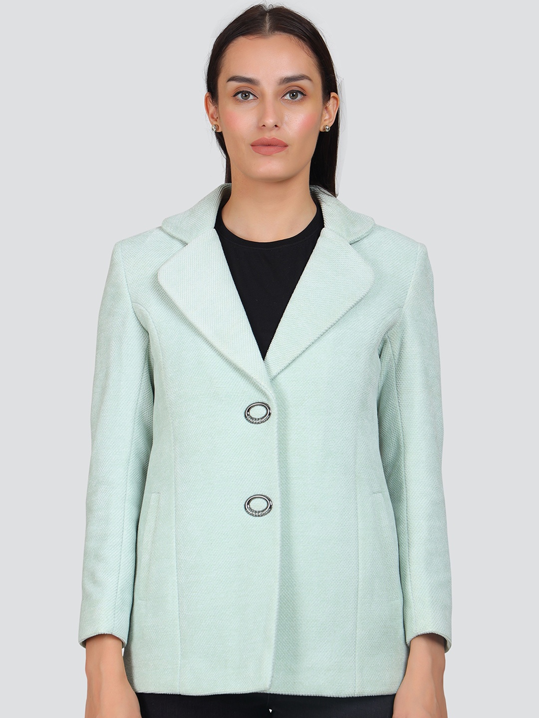 

YOUNG CLUB CLASSIC Single-Breasted Overcoat, Sea green