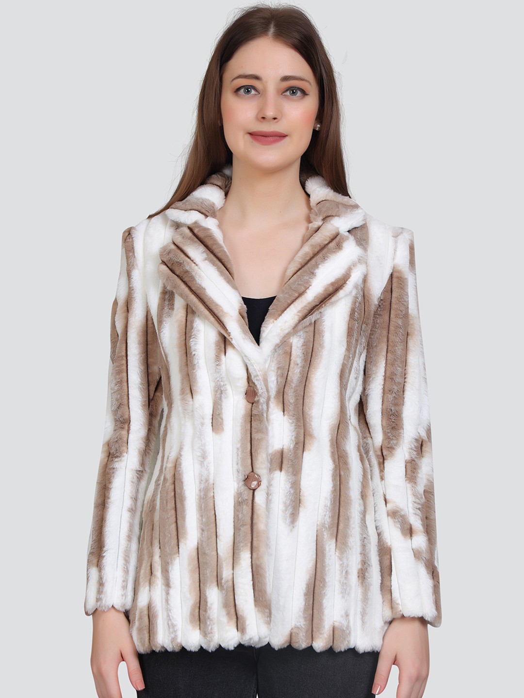 

YOUNG CLUB CLASSIC Self Design Single-Breasted Woolen Overcoat, White