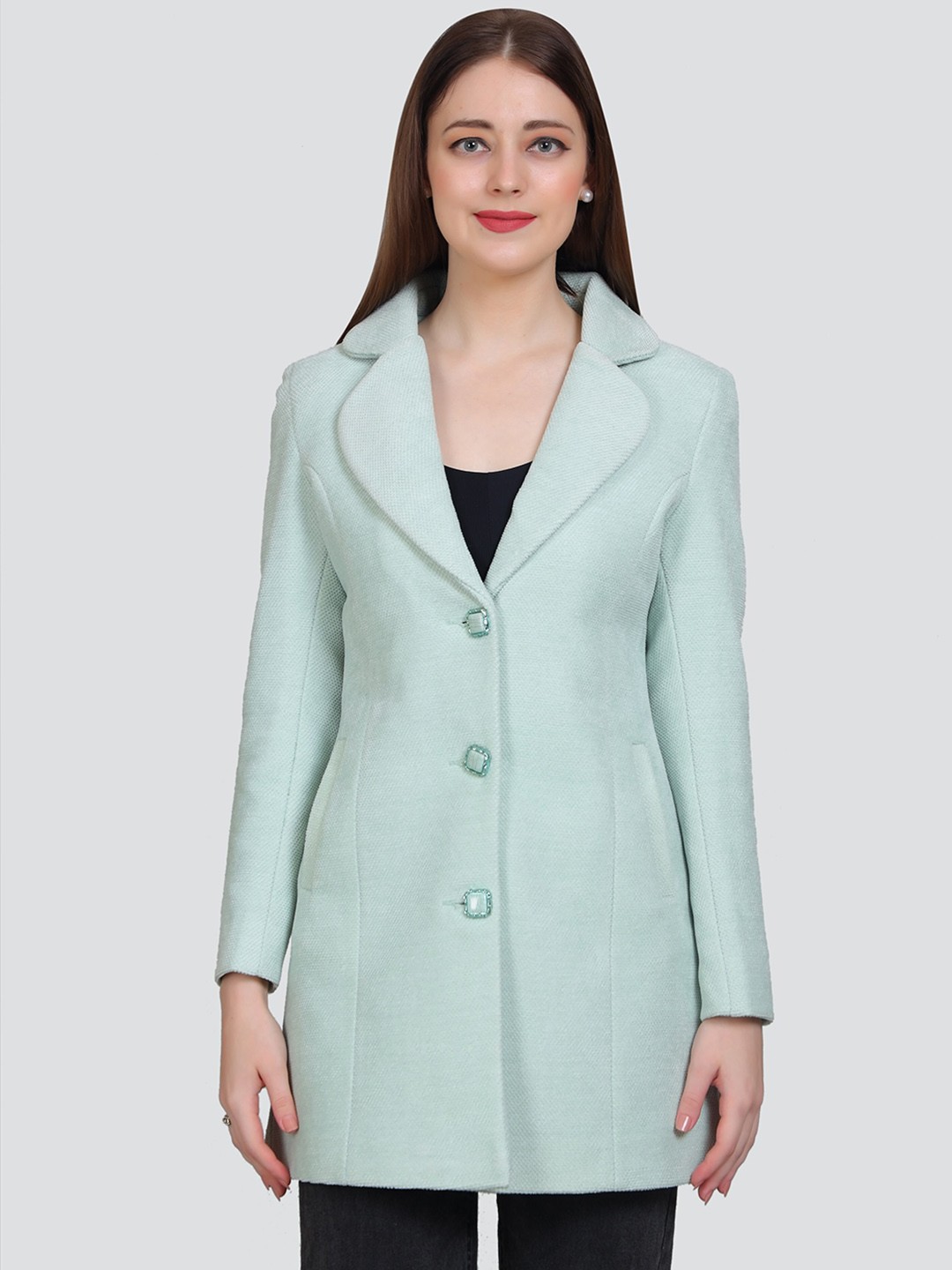 

YOUNG CLUB CLASSIC Single-Breasted Woollen Overcoat, Green