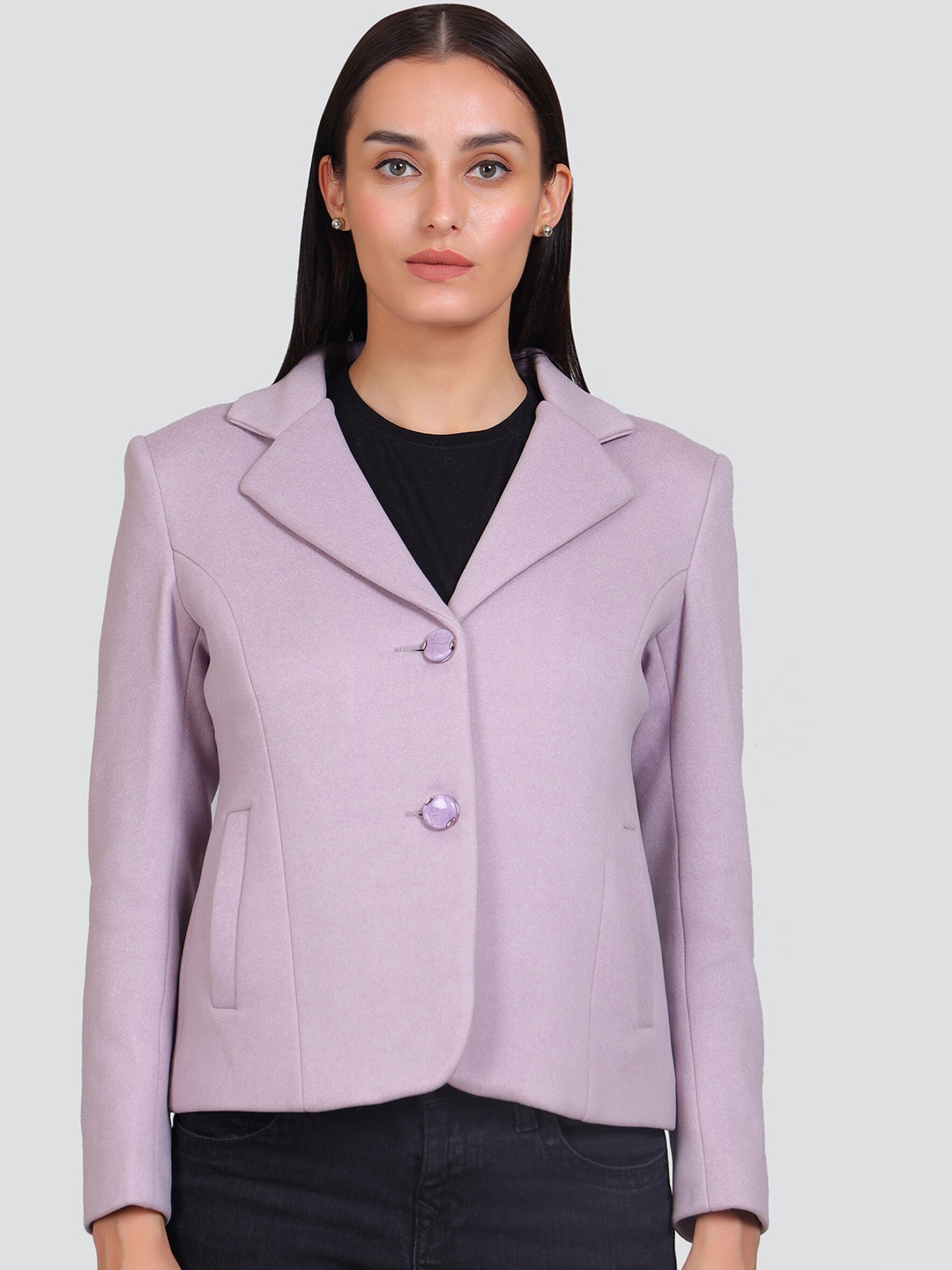 

YOUNG CLUB CLASSIC Single-Breasted Woollen Overcoat, Purple