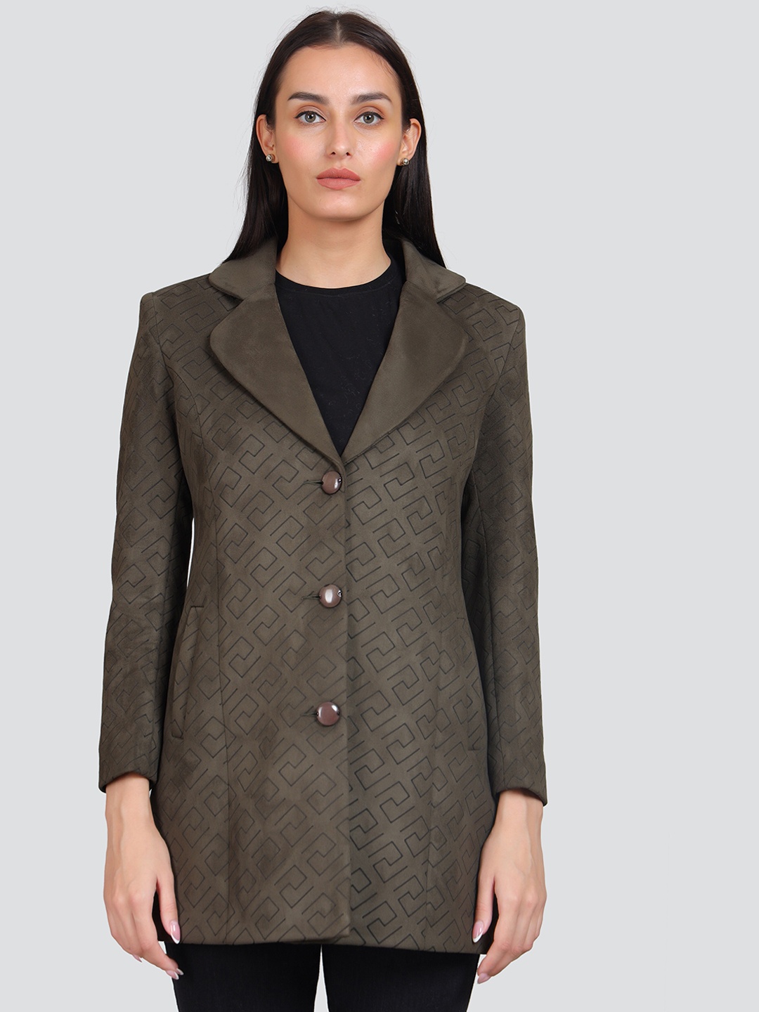 

YOUNG CLUB CLASSIC Single-Breasted Overcoat, Olive