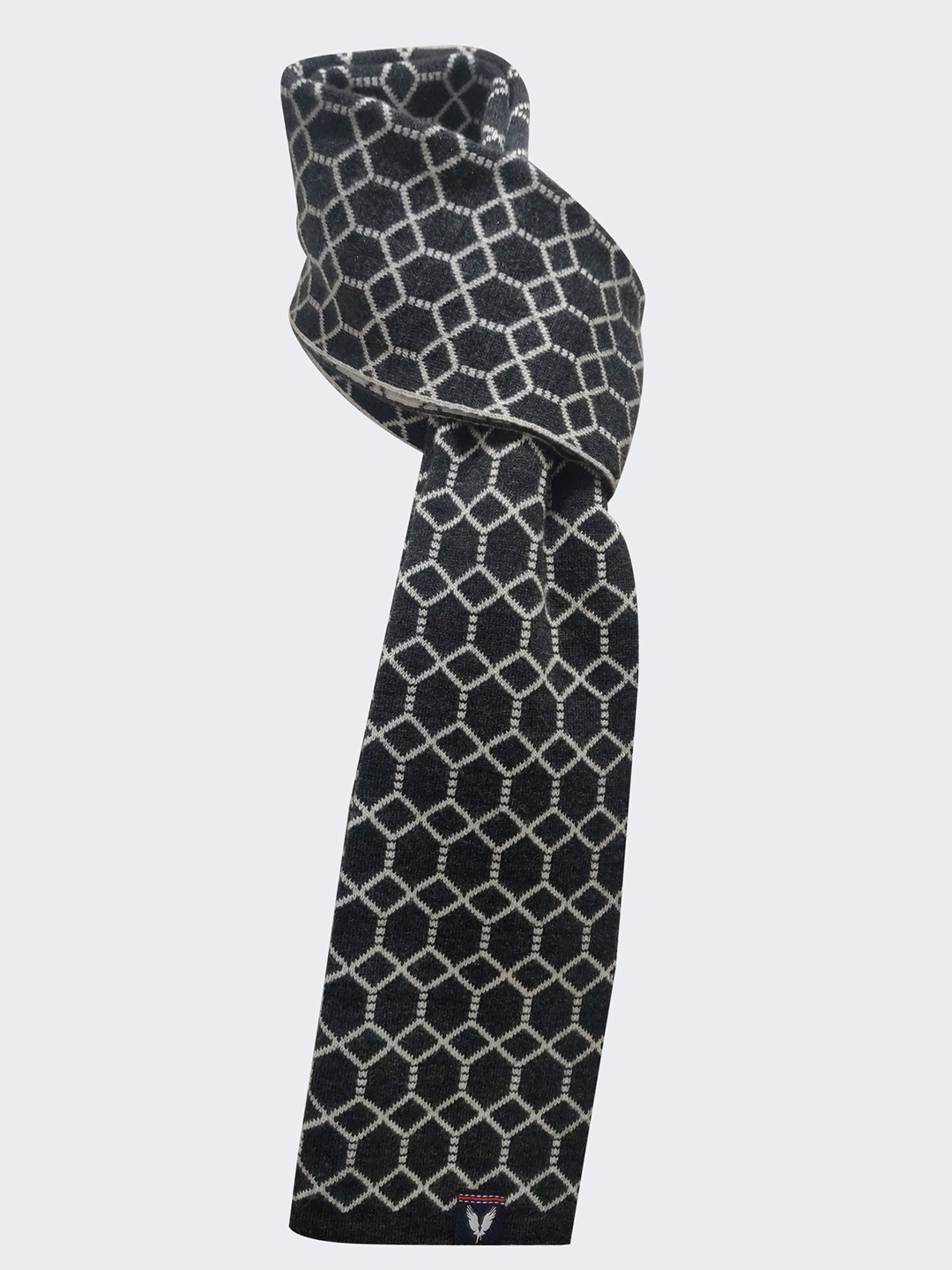 

GODFREY Knitted Printed Acrylic Muffler, Charcoal