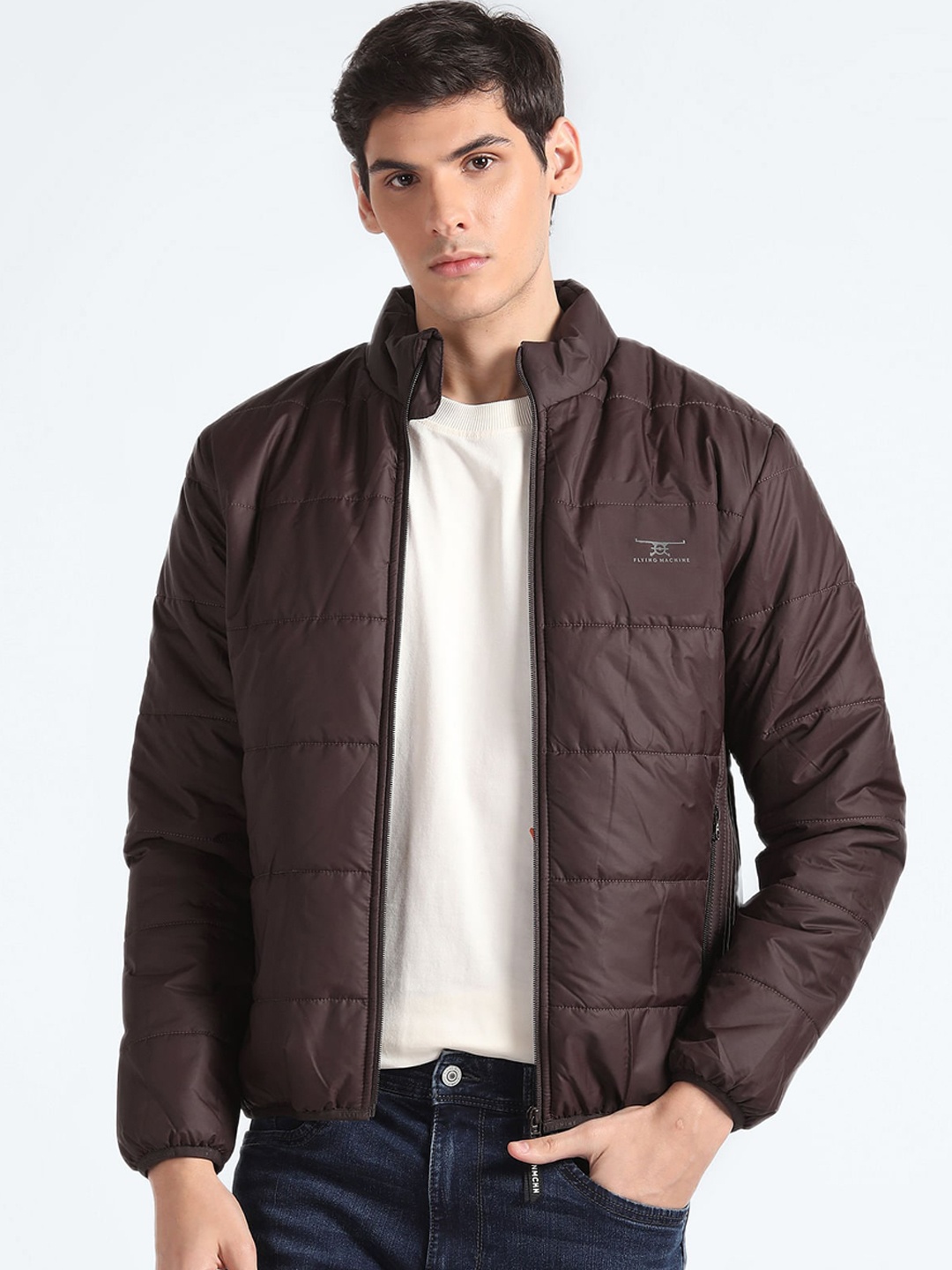 

Flying Machine Mock Collar Padded Jacket, Burgundy