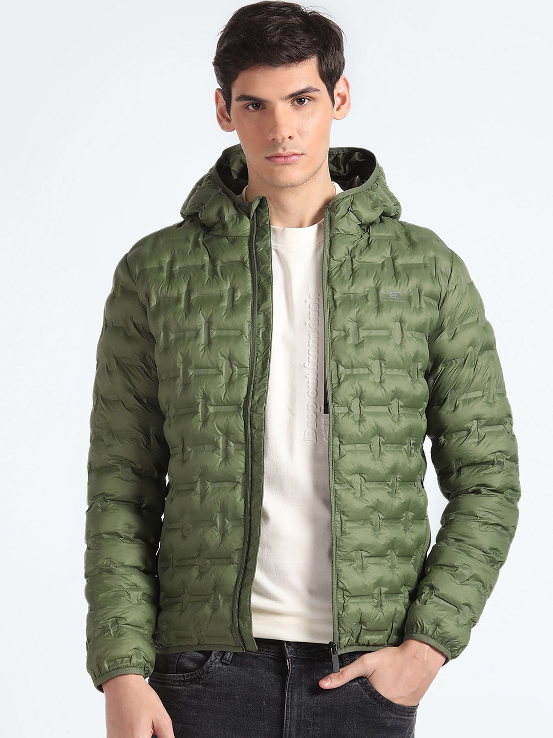

Flying Machine Self Designed Hooded Padded Jacket, Green