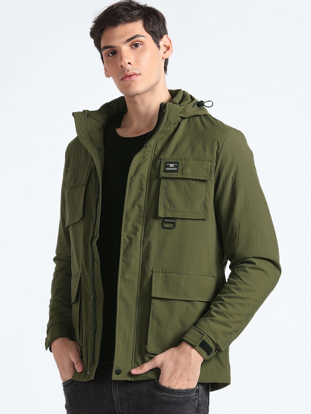 

Flying Machine Hooded Long Sleeves Sporty Jacket, Green