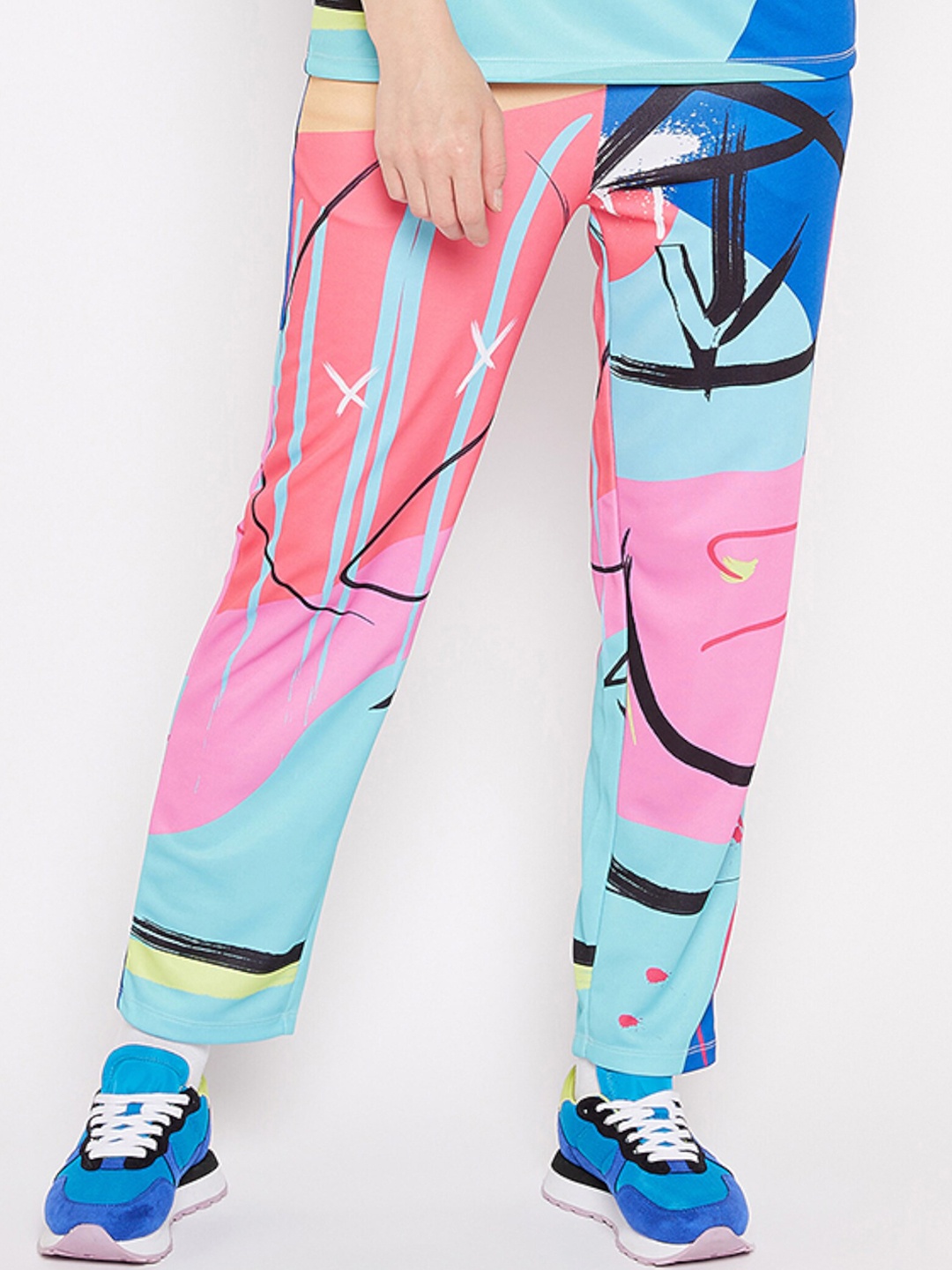 

EDRIO Women Graphic Printed Relaxed-Fit Track Pants, Pink