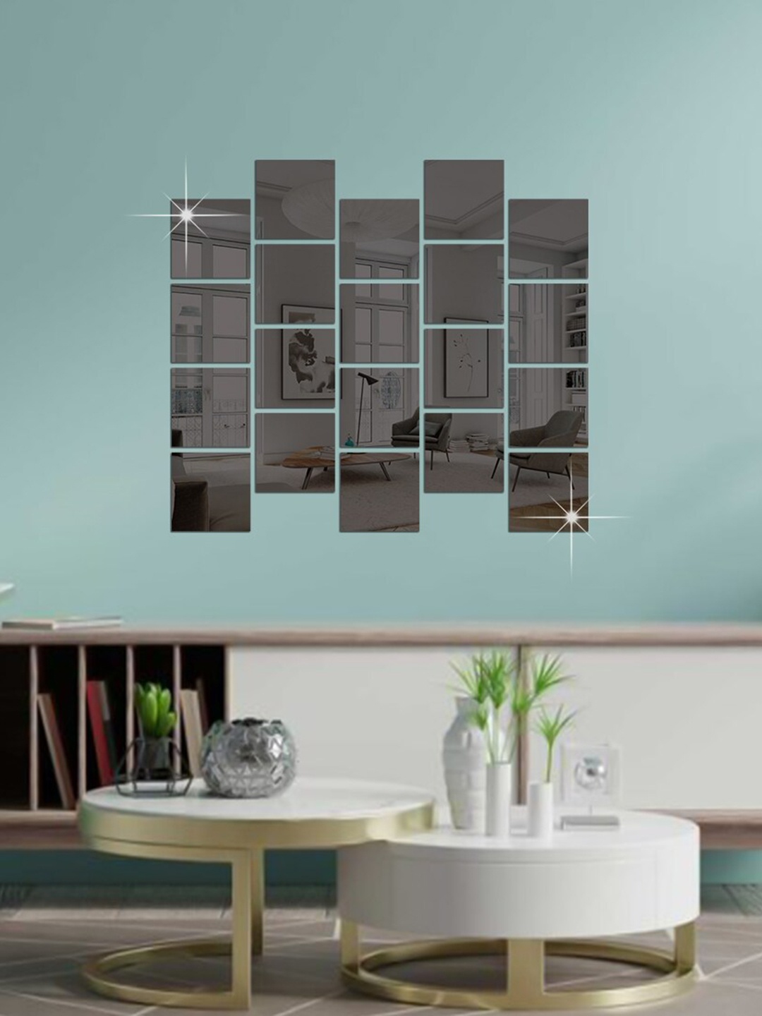

WallDaddy Black 20 Pieces Self-Adhesive Square Mirror Wall Stickers