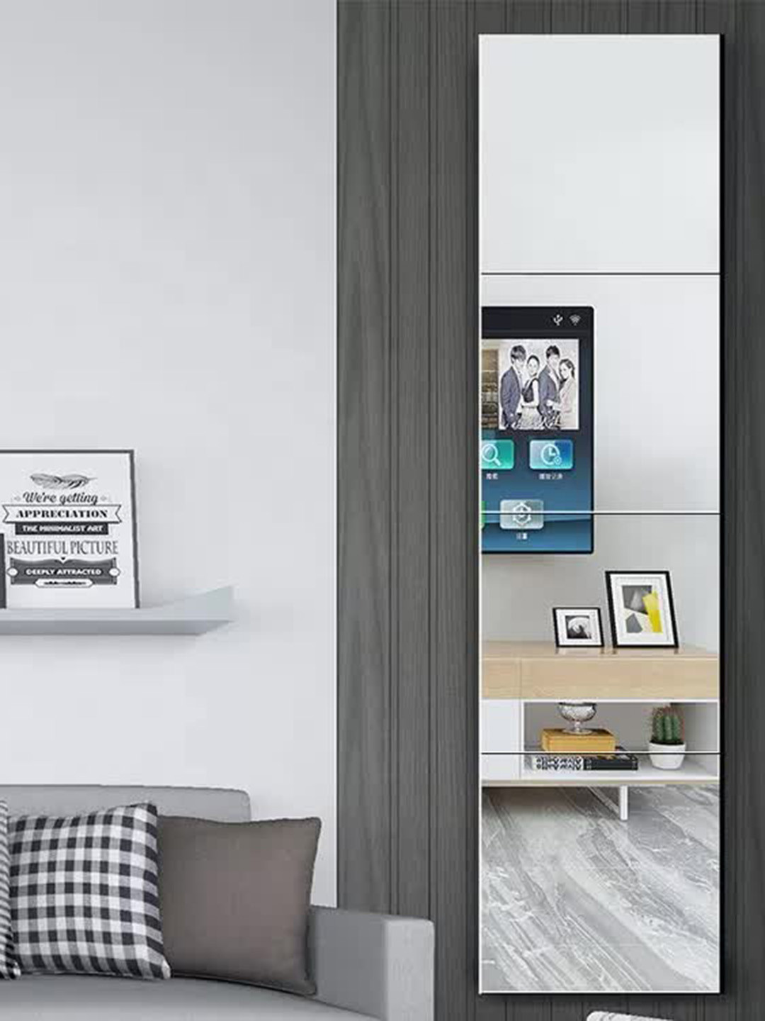 

WallDaddy Silver Toned 4 Pieces Self-Adhesive Square Mirror Wall Stickers