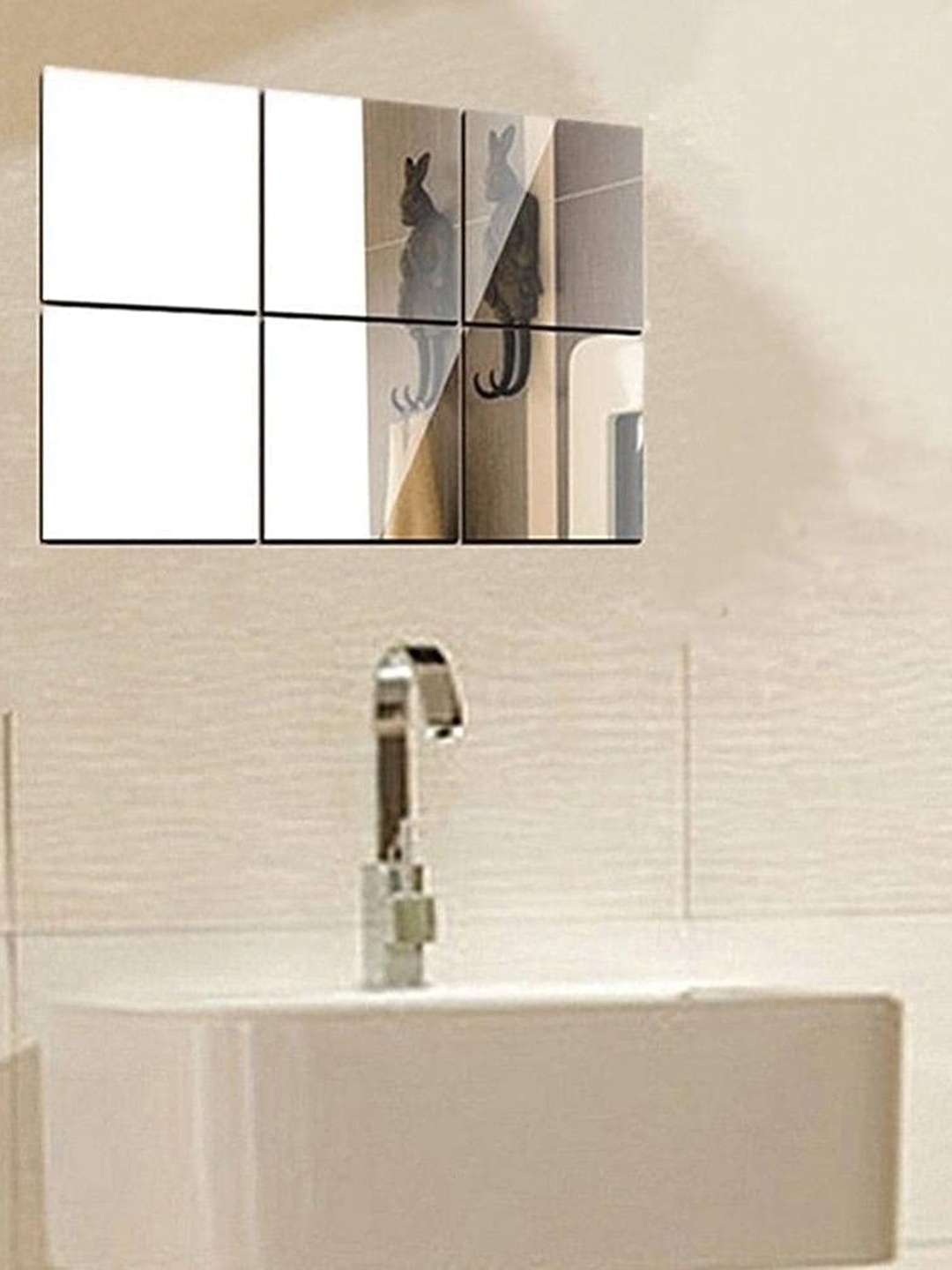 

WallDaddy Silver Toned 6 Pieces Self-Adhesive Square Mirror Wall Stickers
