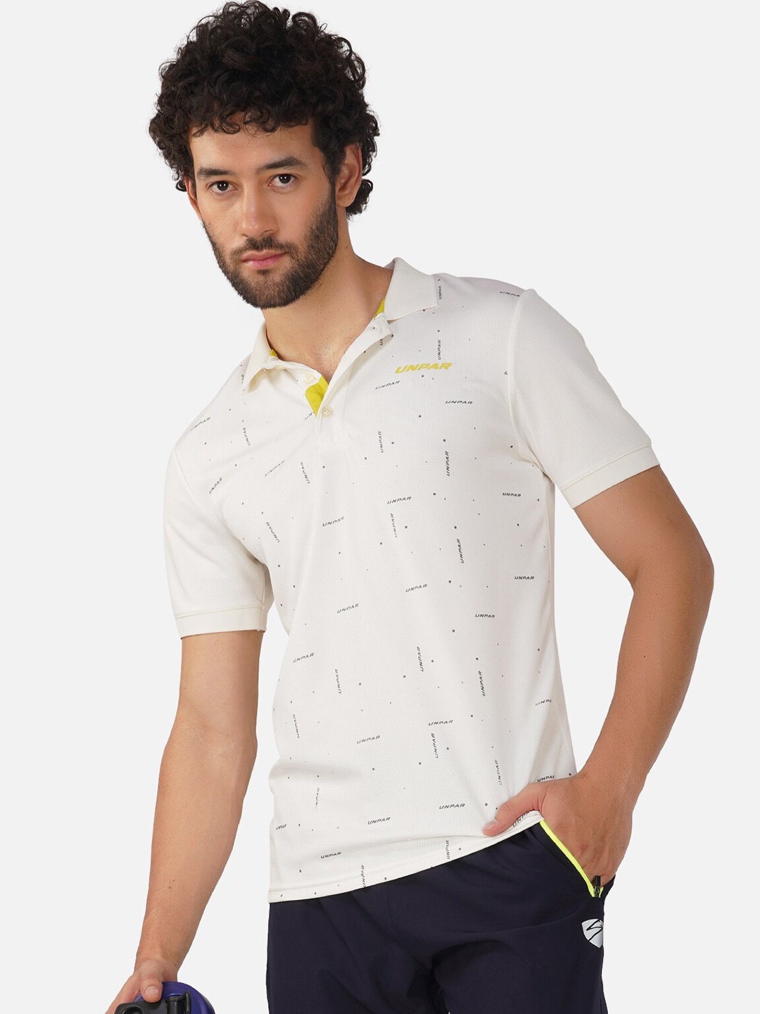 

UNPAR Typography Printed Polo Collar T-Shirt, White