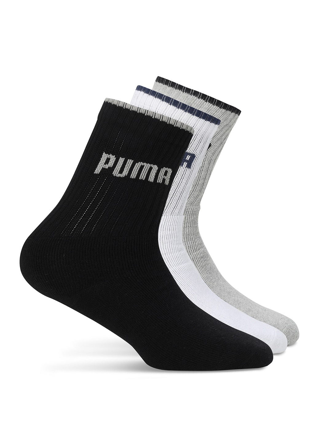 

Puma Unisex Pack Of 3 Crew-Length Socks, Black