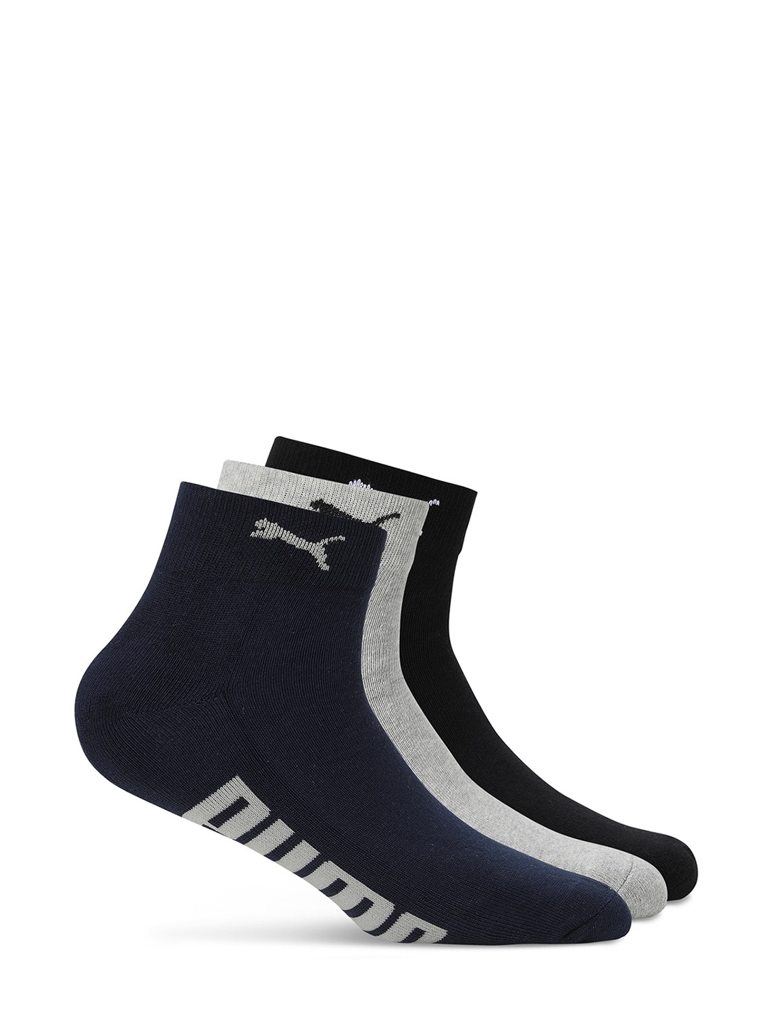 

Puma Unisex Pack Of 3 Patterned Ankle-Length Socks, Navy blue