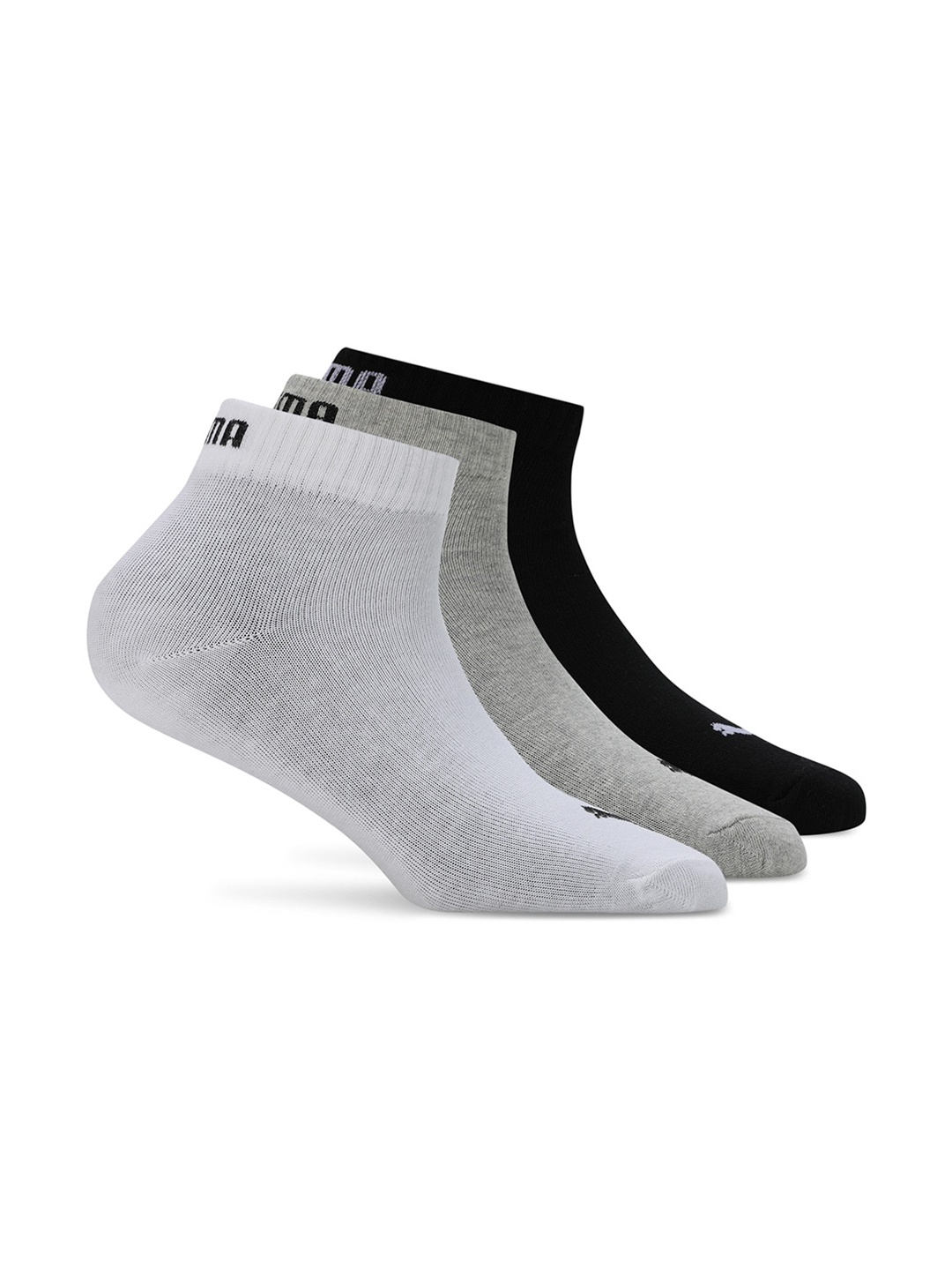 

Puma Unisex Pack Of 3 Quarter Plain Ankle-Length Socks, Grey