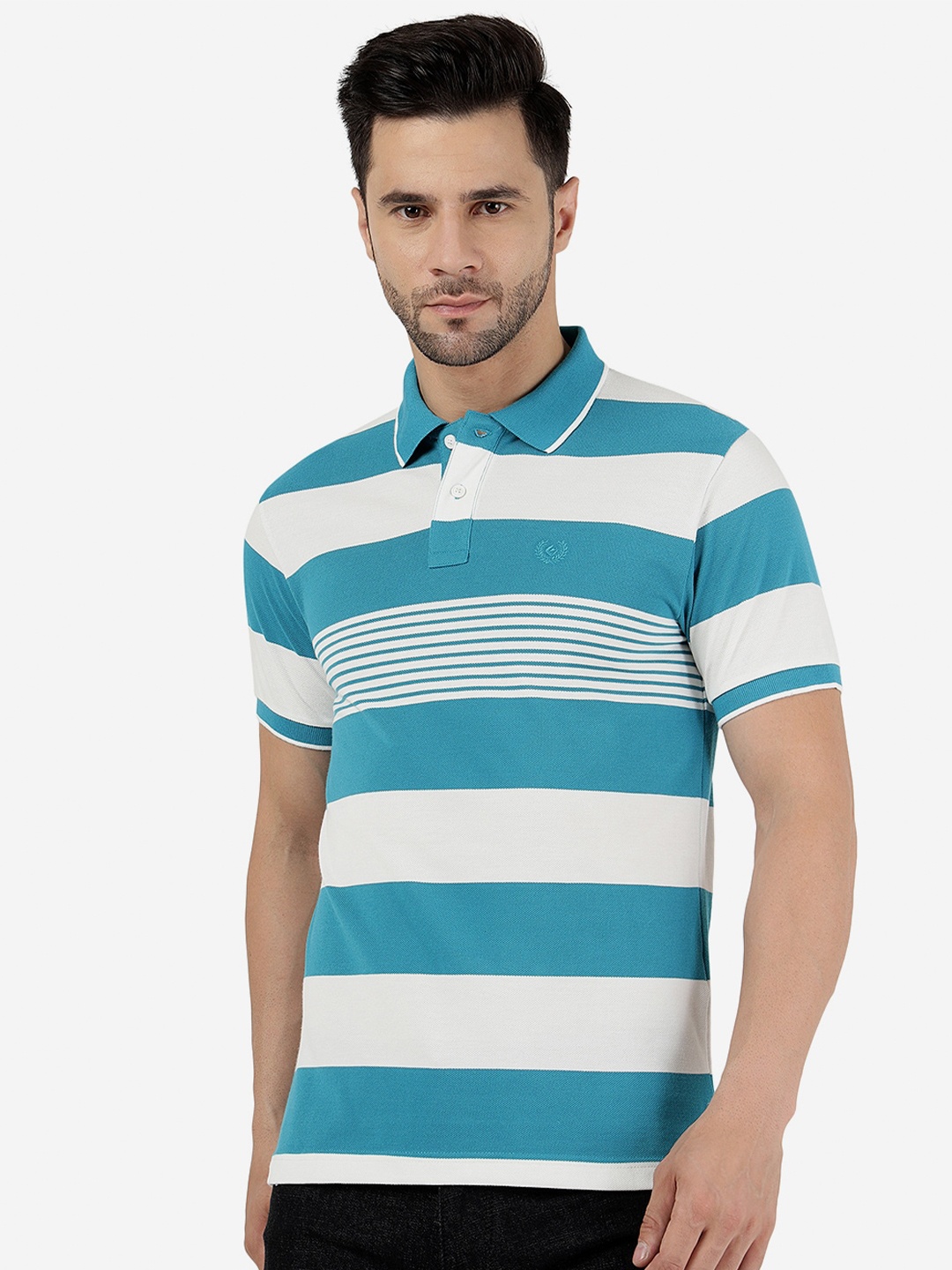 

Greenfibre Colourblocked Polo Collar Cotton Slim Fit T-shirt, White