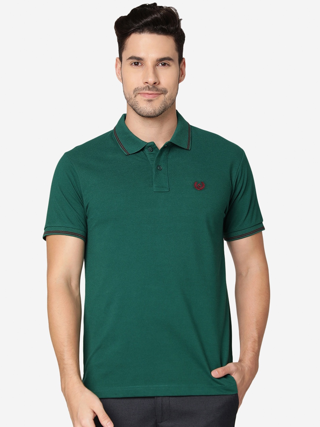 

Greenfibre Polo Collar Short Sleeve Slim Fit T-shirt, Green
