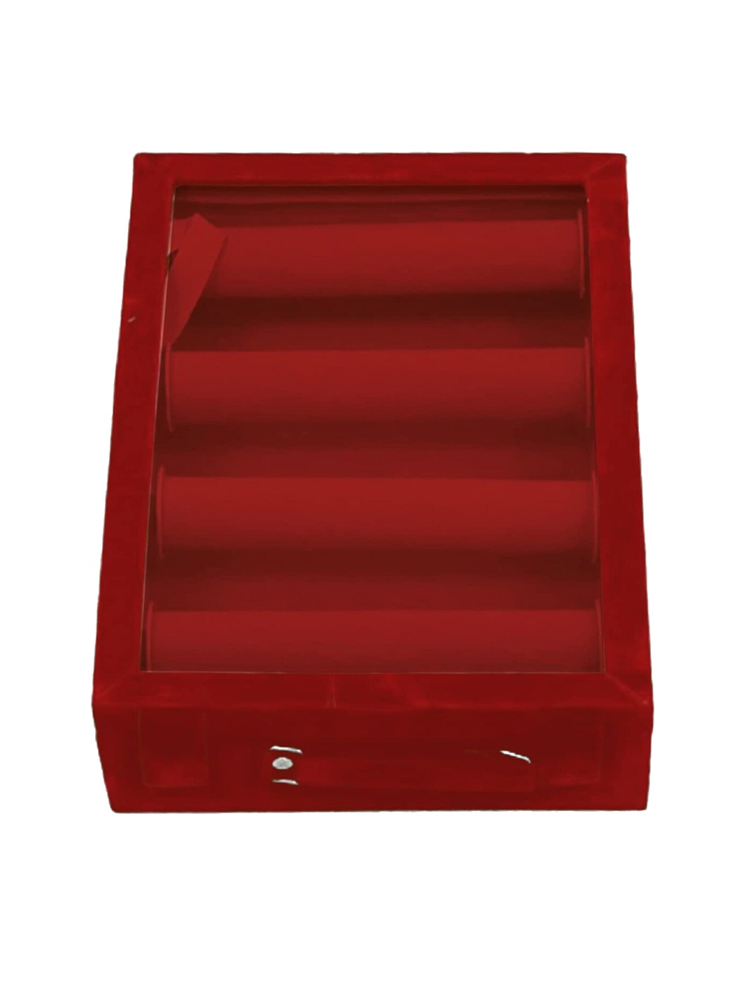 

Kuber Industries Maroon Velvet & Wooden Transparent Window Design Bangle Organiser