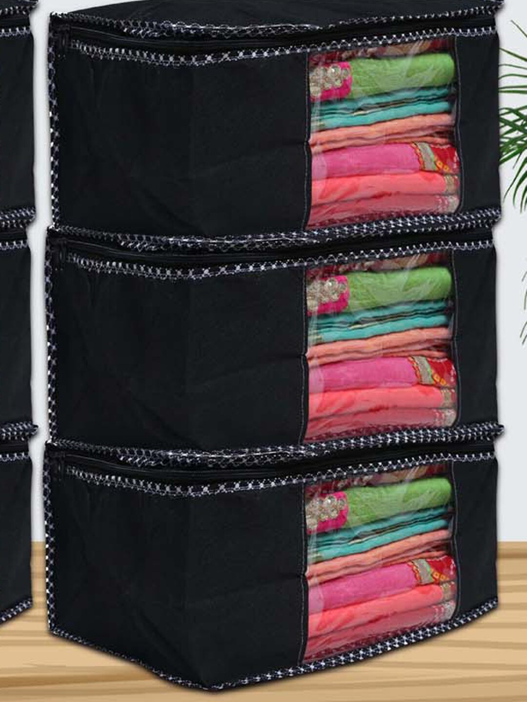 

Kuber Industries Black 6-Pieces Foldable Non-Woven Multi-Utility Organisers