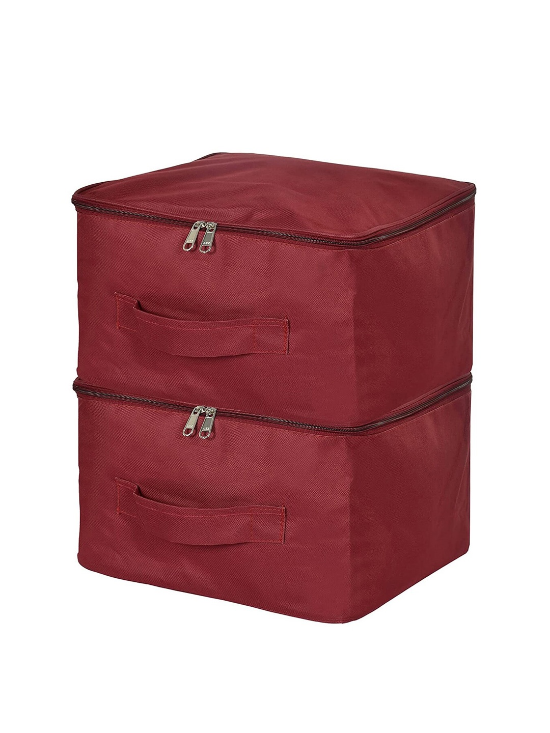 

Kuber Industries Maroon 2 Pieces Foldable Non-Woven Multi-Utility Organisers